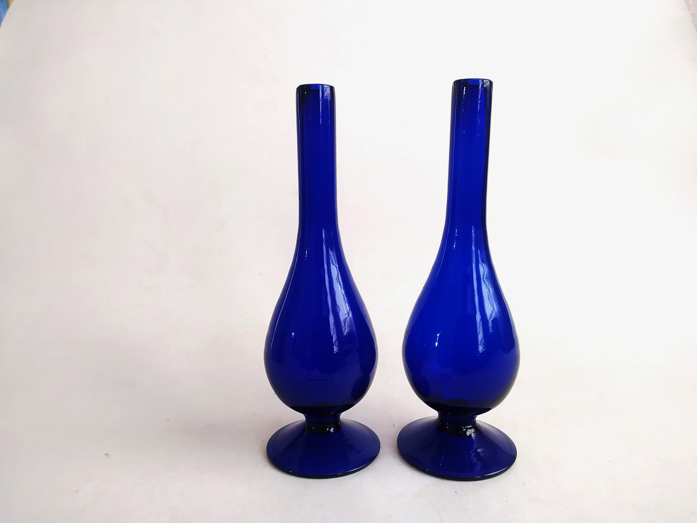  جفت گلدان یا گلابپاش قلندری دستساز کبالتی