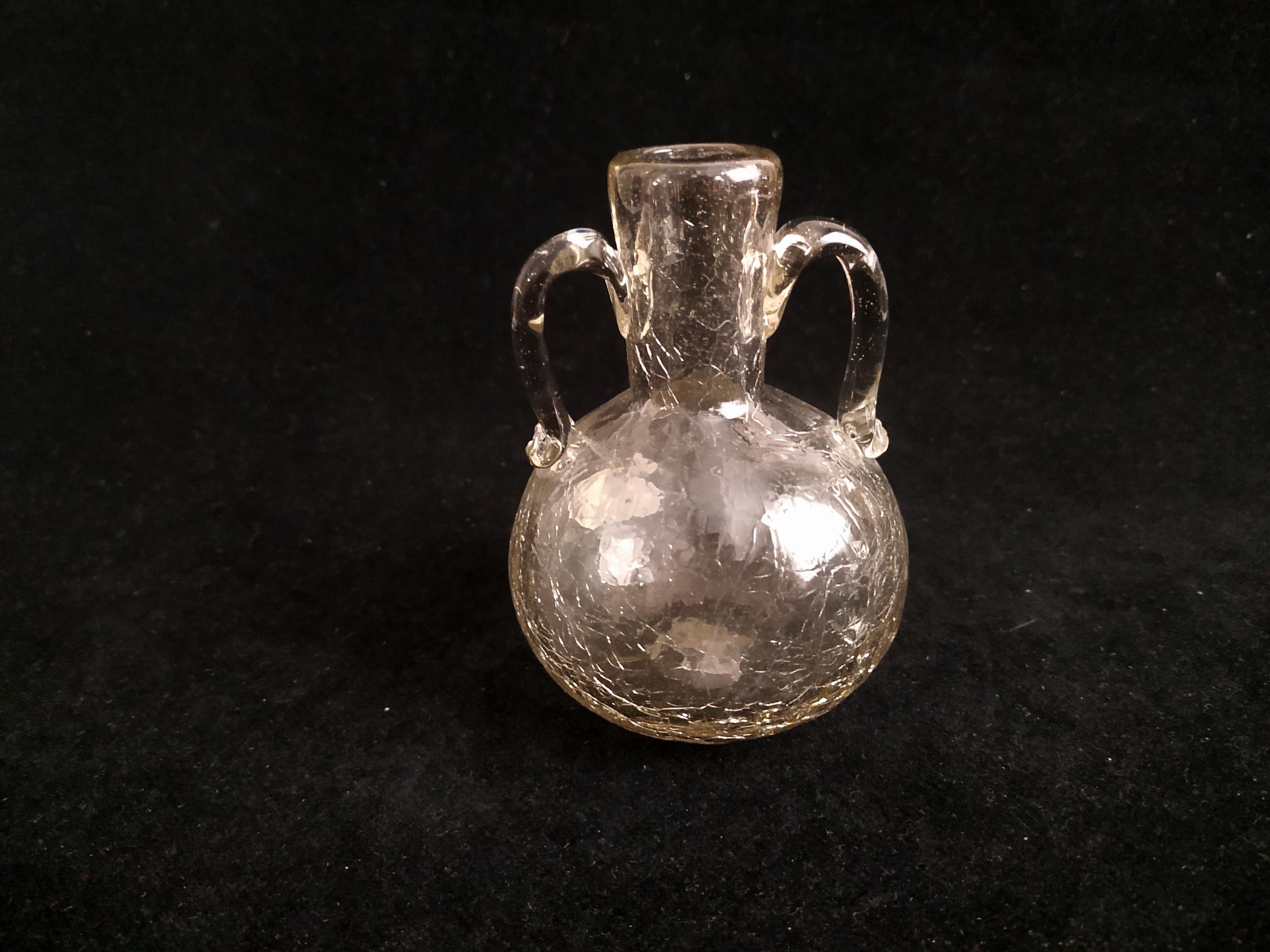  بطری کوچک 2 دسته طرح ترکدار دست ساز شفاف