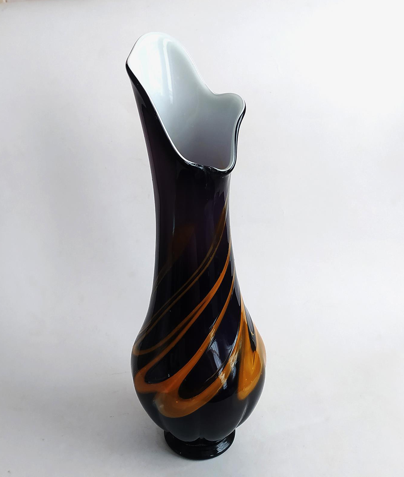 گلدان شیشه ای دو پوست دستساز کمیاب