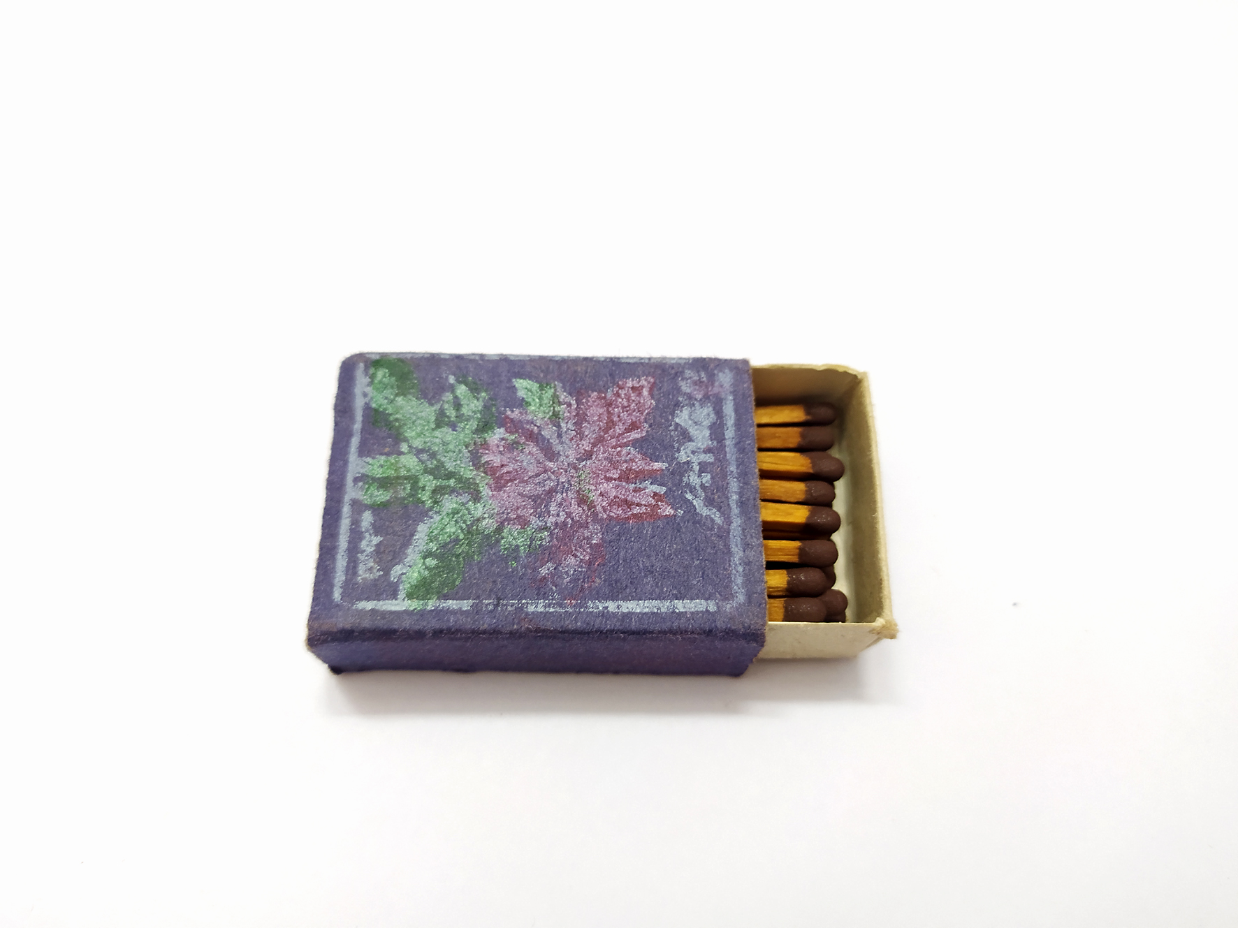  کبریت قدیمی بدنه مقوایی طرح گل 