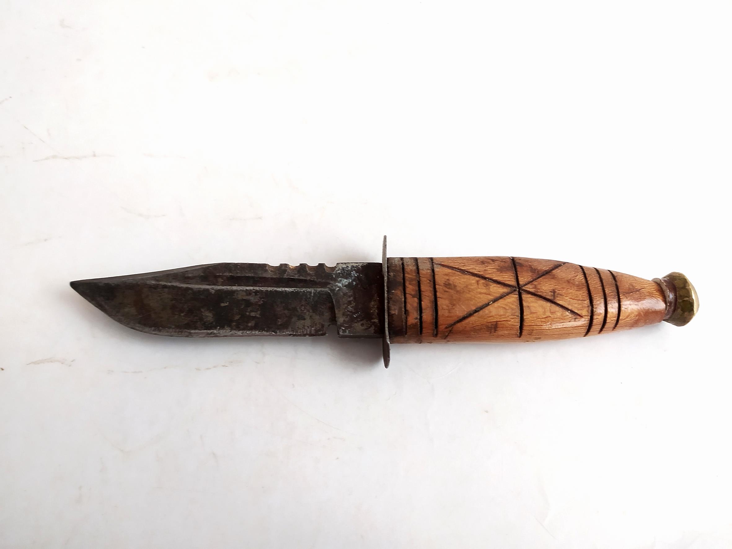  کارد قدیمی دستساز زنجان دسته چوبی 19.5CM