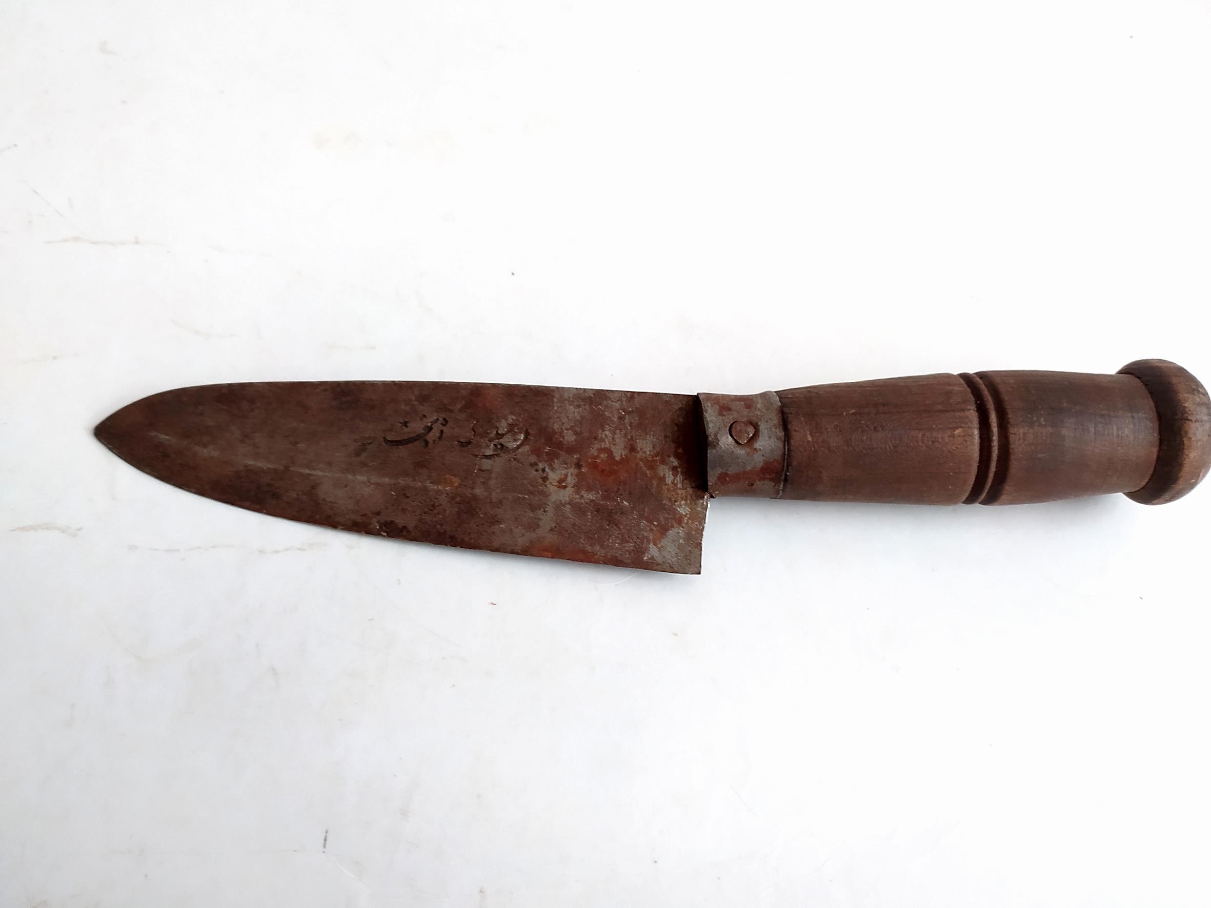  کارد قدیمی دستساز زنجان دسته چوبی 24.5CM