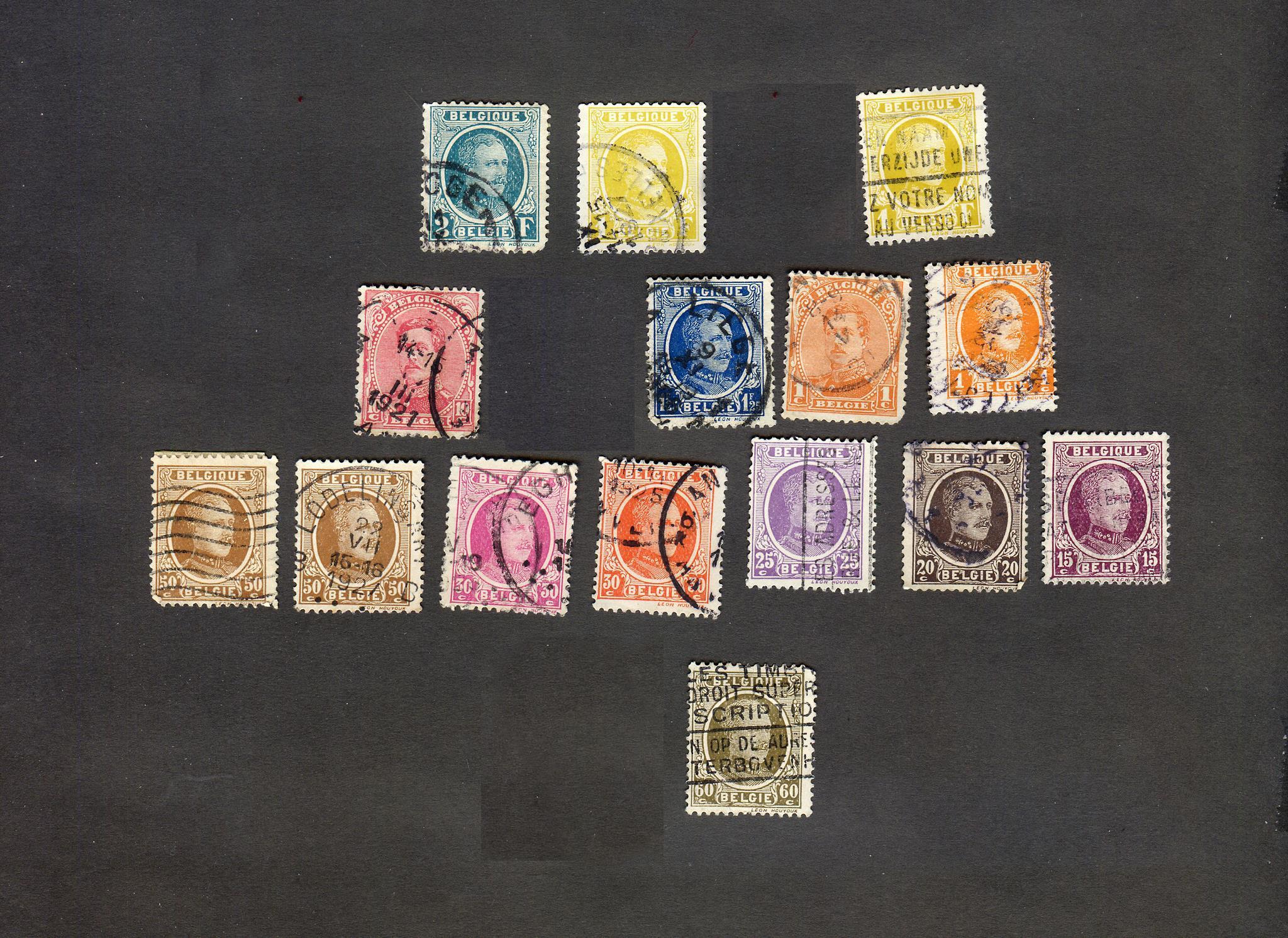 15 عدد تمبر کشور بلژیک چاپ سال 1922