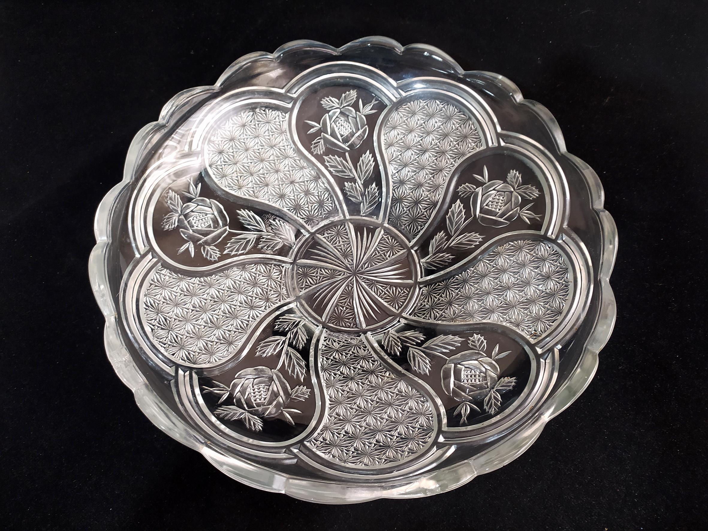  ظرف میوه خوری قدیمی بلور بزرگ 36CM 