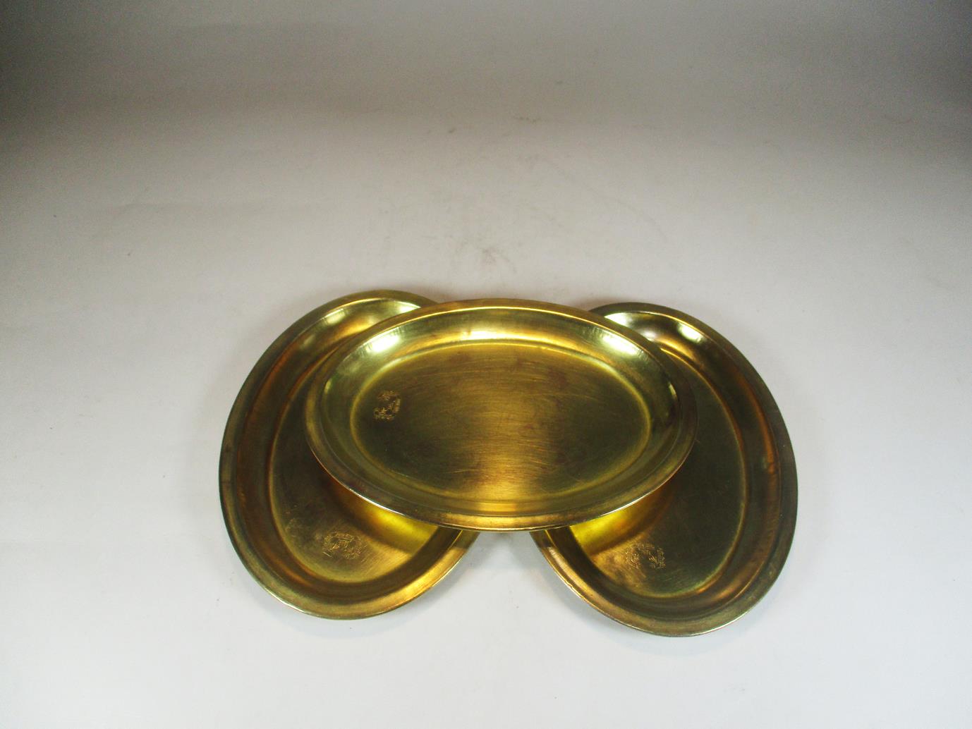 3 عدد سینی قند پهلو برنجی روسی قدیمی 