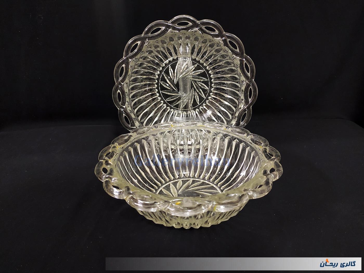  2عدد کاسه شیشه ای قدیمی طرح زنجیری