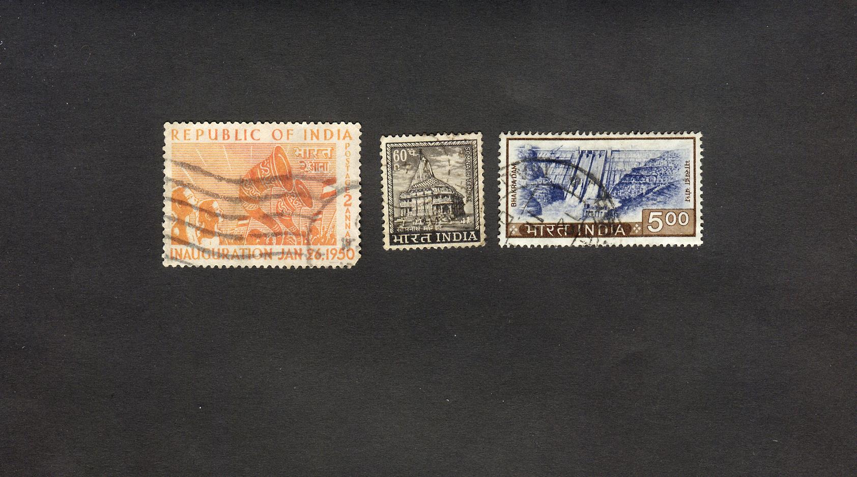  3 عدد تمبر زیبای مربوط به کشور هندوستان