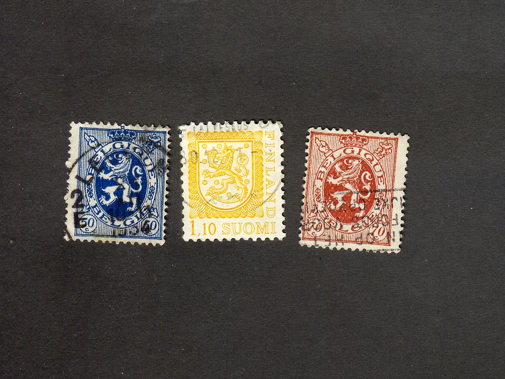 3 عدد تمبر مربوط به کشور بلژیک و فنلاند 