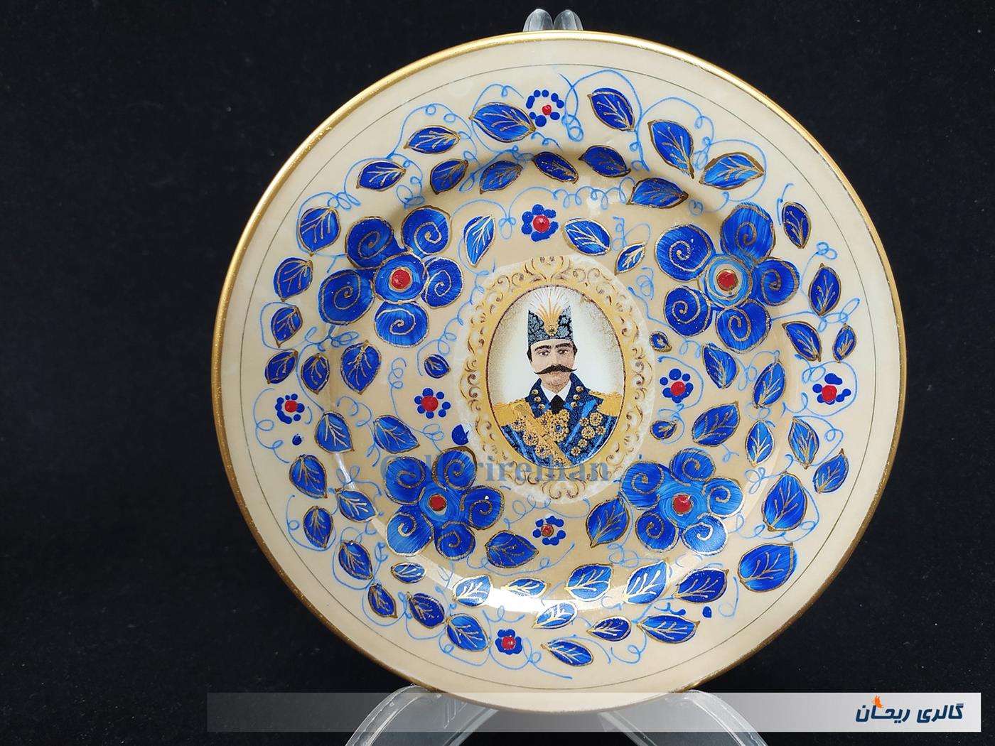  دیوارکوب شاه عباسی نقاشی قلم آبی کوره پخت