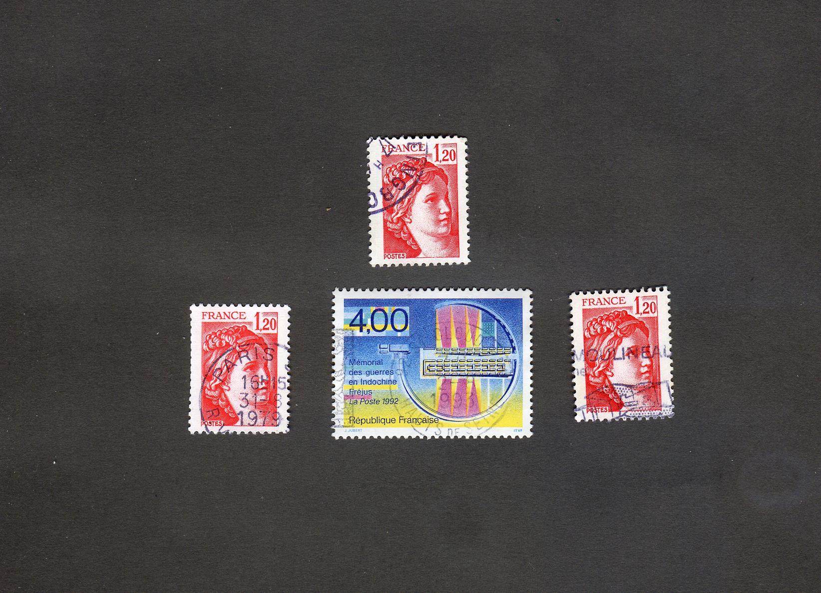  4 عدد تمبر مربوط به کشور فرانسه