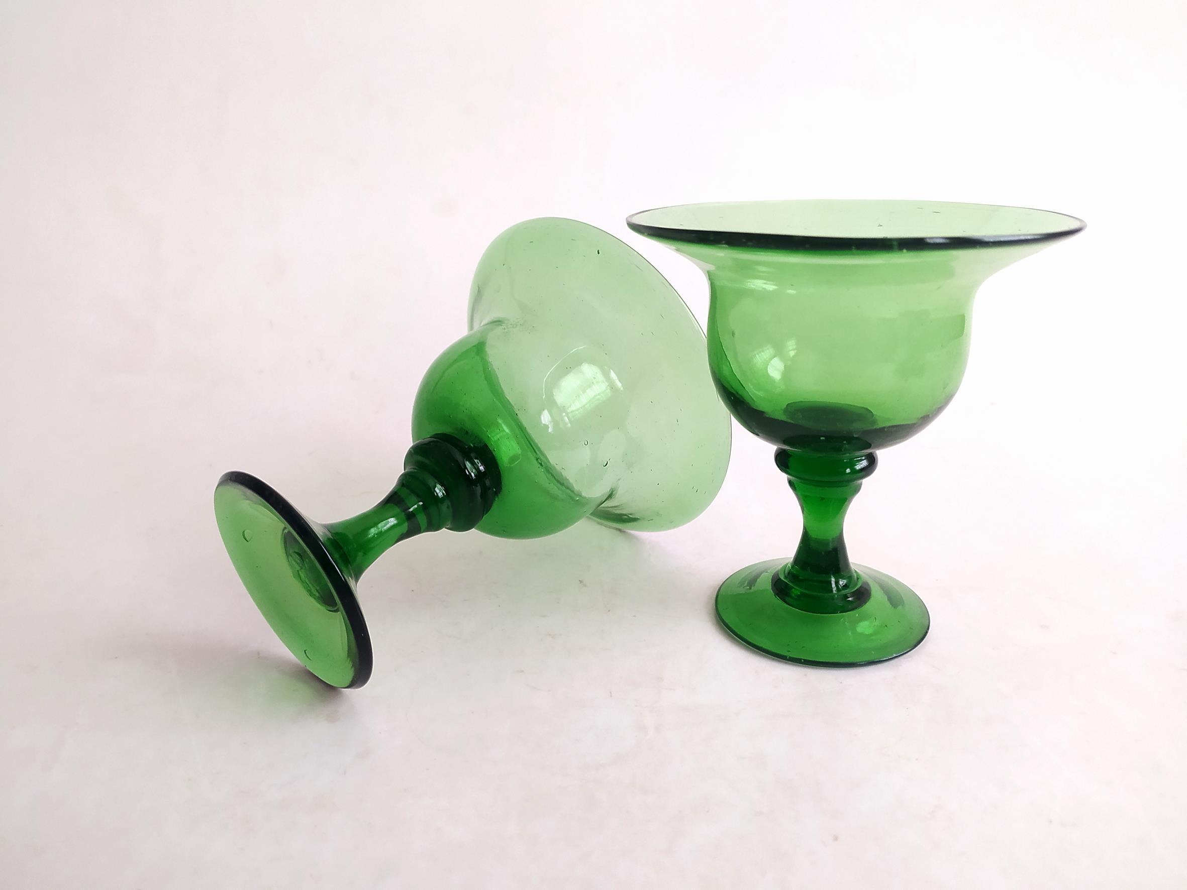 جفت جام قدیمی دست ساز سبز