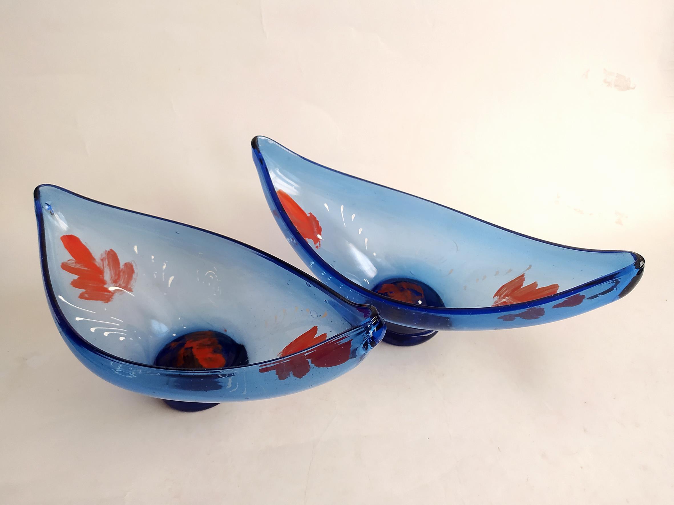  2 کشکول قدیمی قایقی شکلات یا آجیل خوری