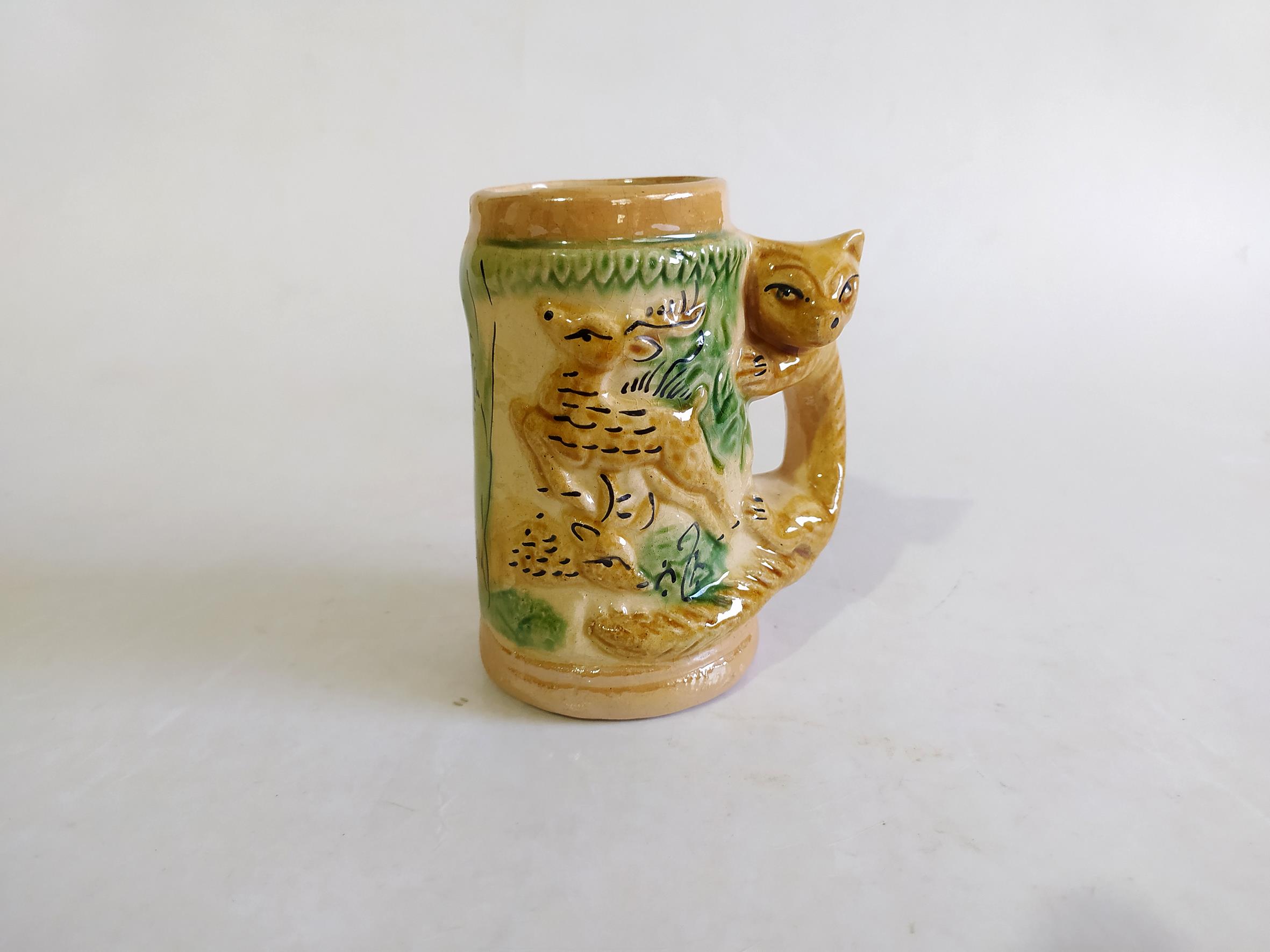  لیوان سرامیکی طرح گوزن و پلنگ قدیمی