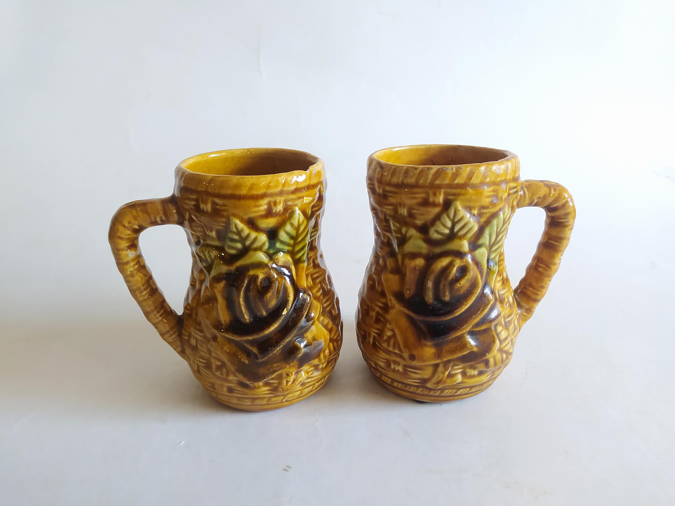  جفت لیوان سرامیکی طرح گل قدیمی زیبا 