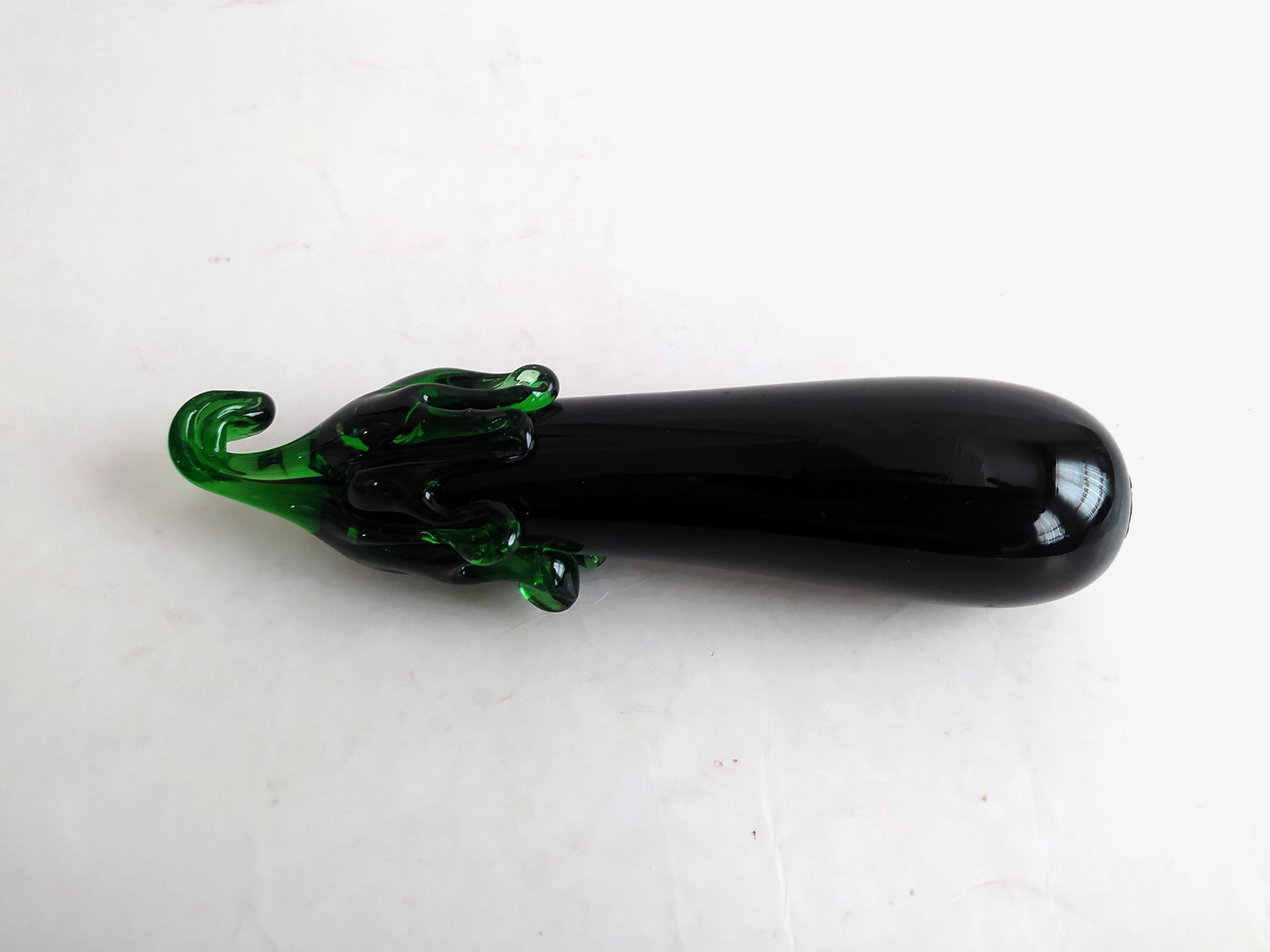 بادمجان شیشه ای دست ساز قدیمی کمیاب 