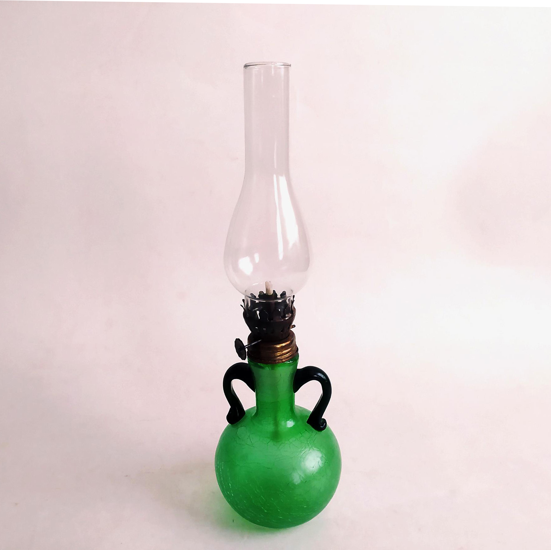 چراغ نفتی سبز (رنگ شده) دو دسته زیبا 