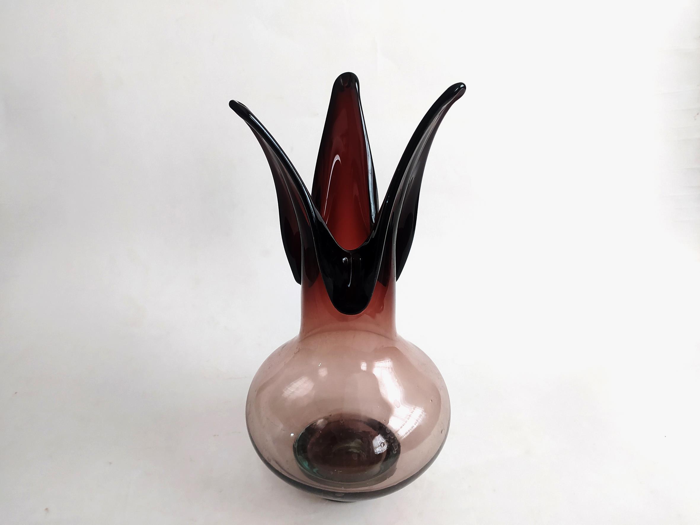 گلدان دست ساز سایز بزرگ زرشکی قدیمی