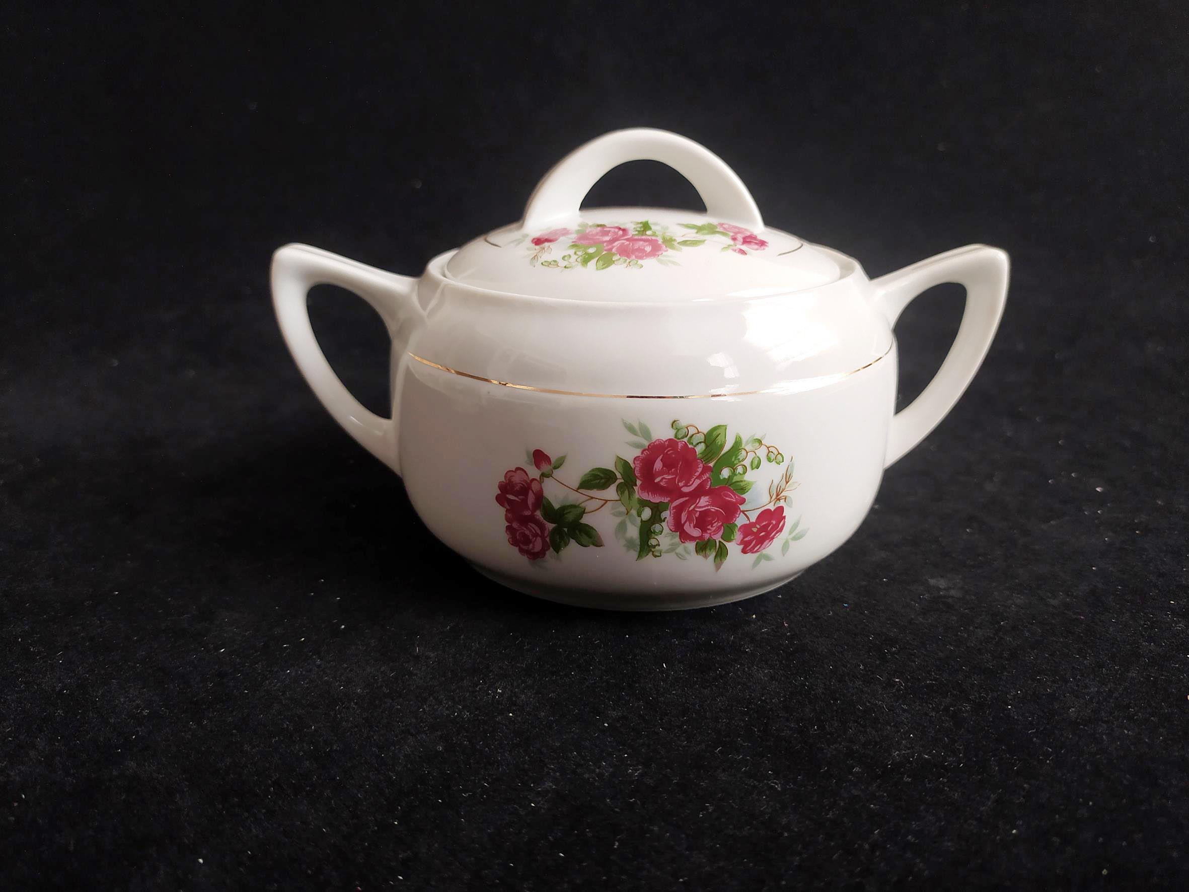 قندان دسته دار گلسرخی قدیمی 