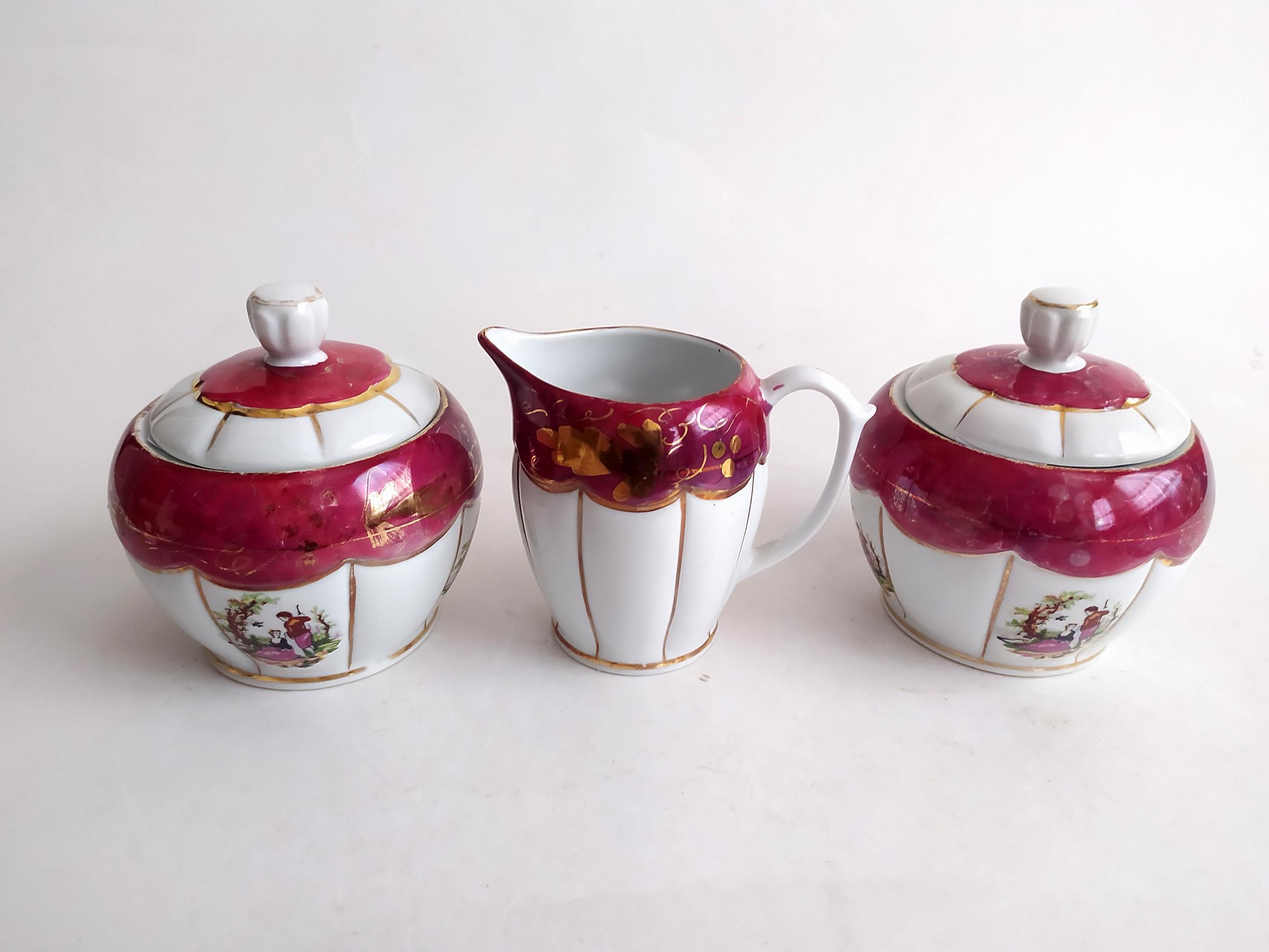 جفت قندان و شکرریز دل و دلبر لاکی قدیمی