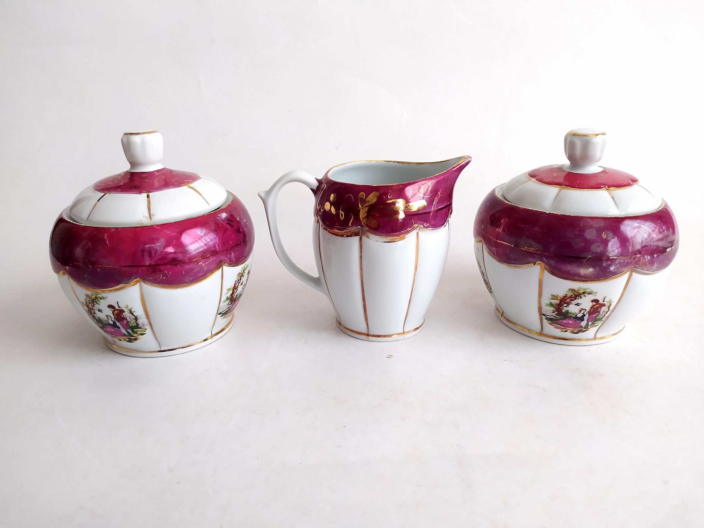 جفت قندان و شکرریز دل و دلبر لاکی قدیمی