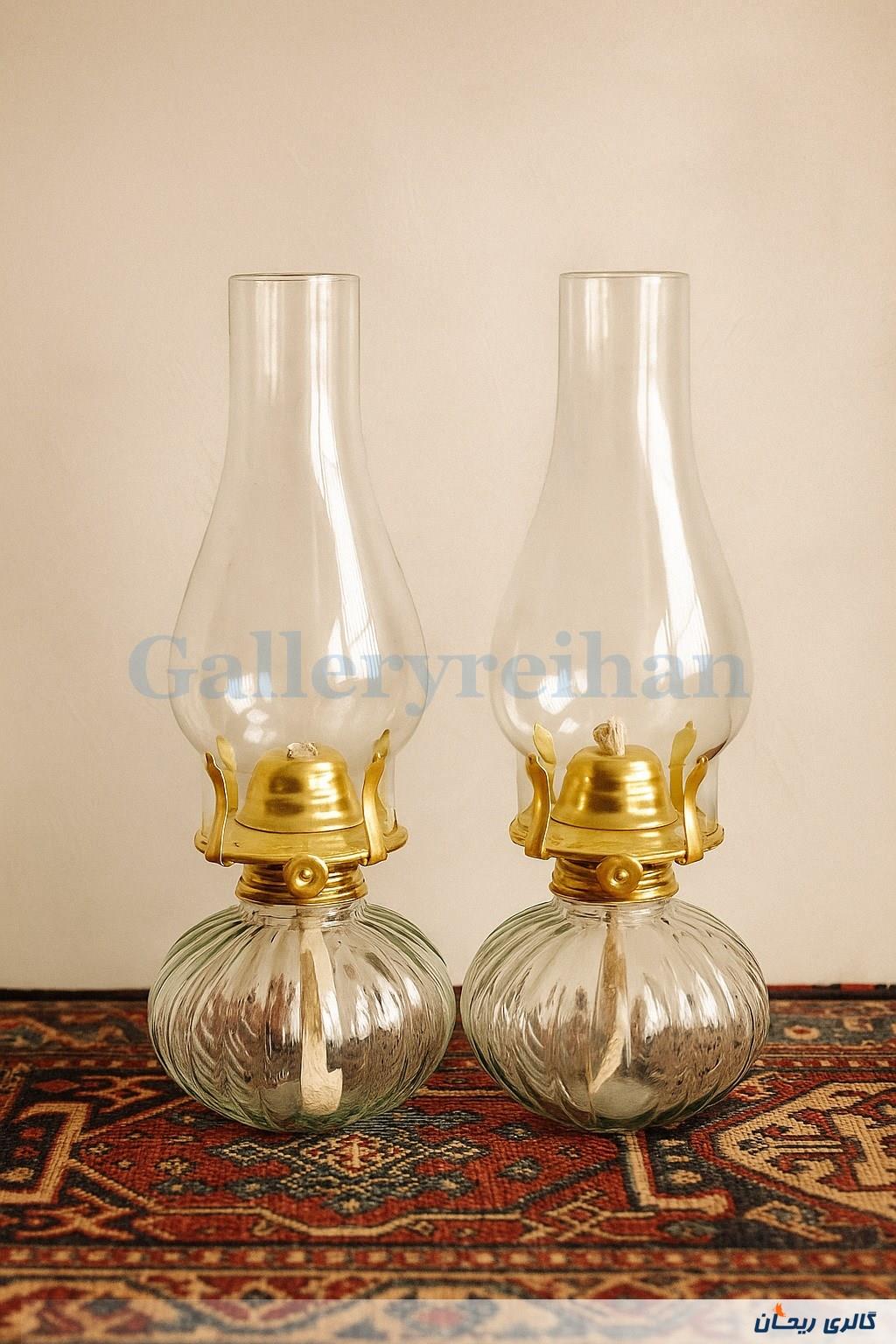 2عدد چراغ نفتی زیبا طرح شیاردار 