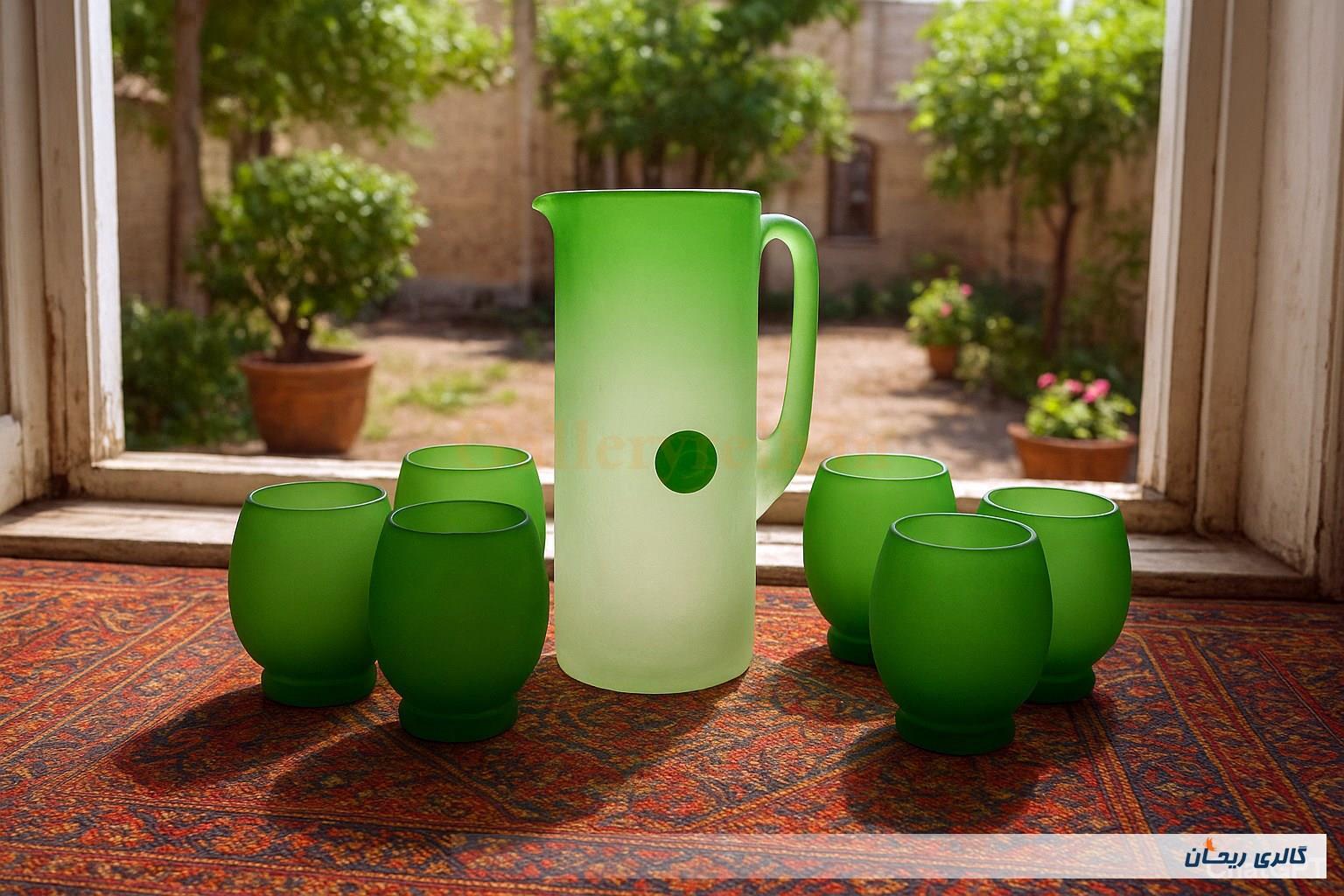 پارچ آبگز و لیوان کمیاب دستساز قدیمی