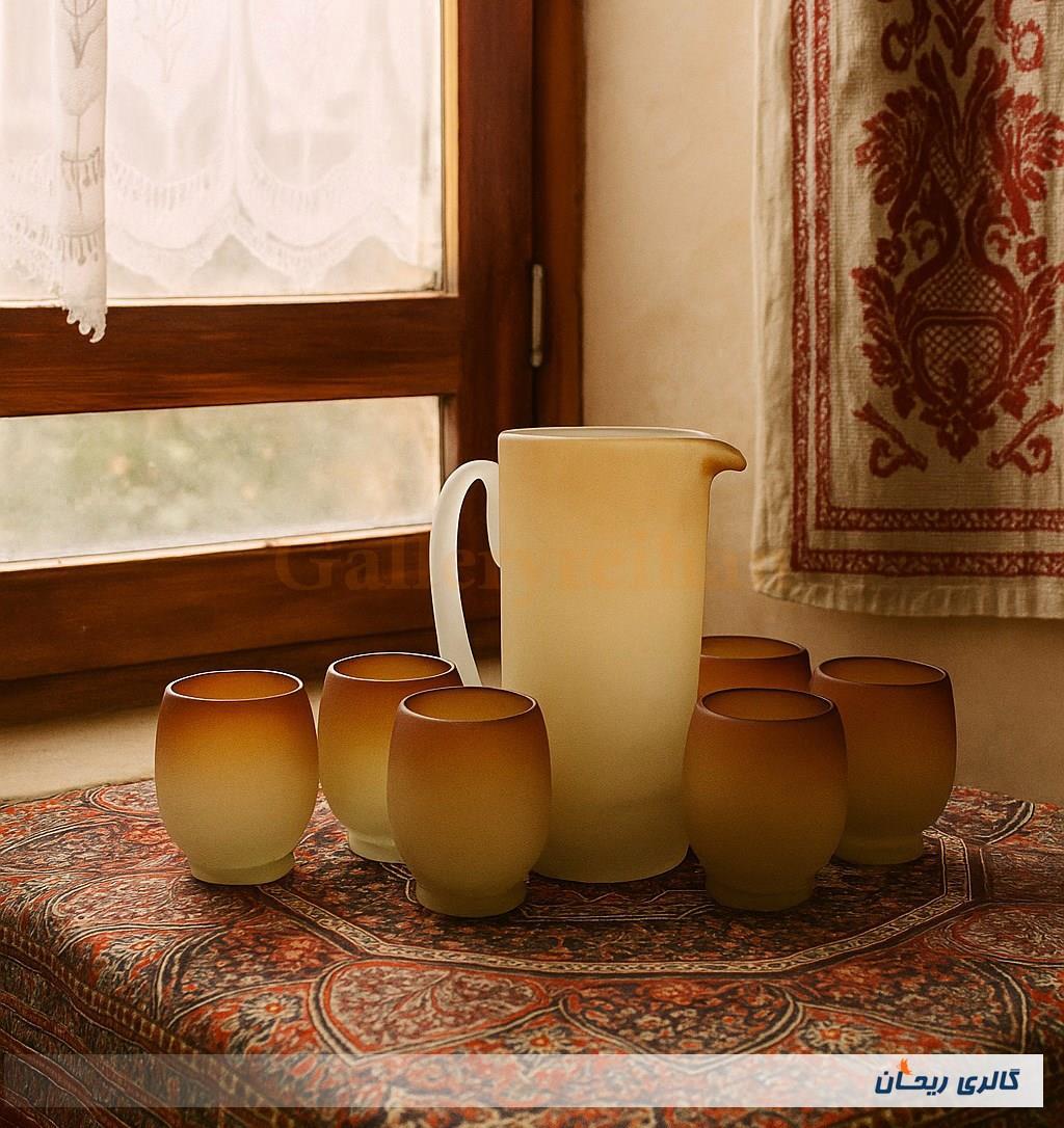 پارچ و لیوان کمیاب دست ساز قدیمی 