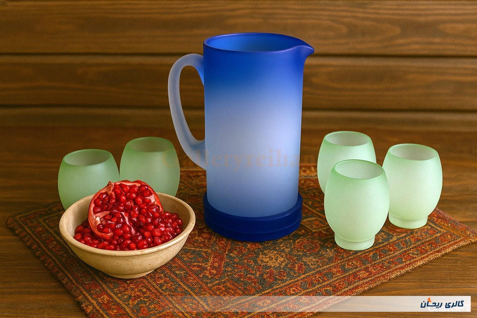 پارچ و لیوان کمیاب دست ساز قدیمی 