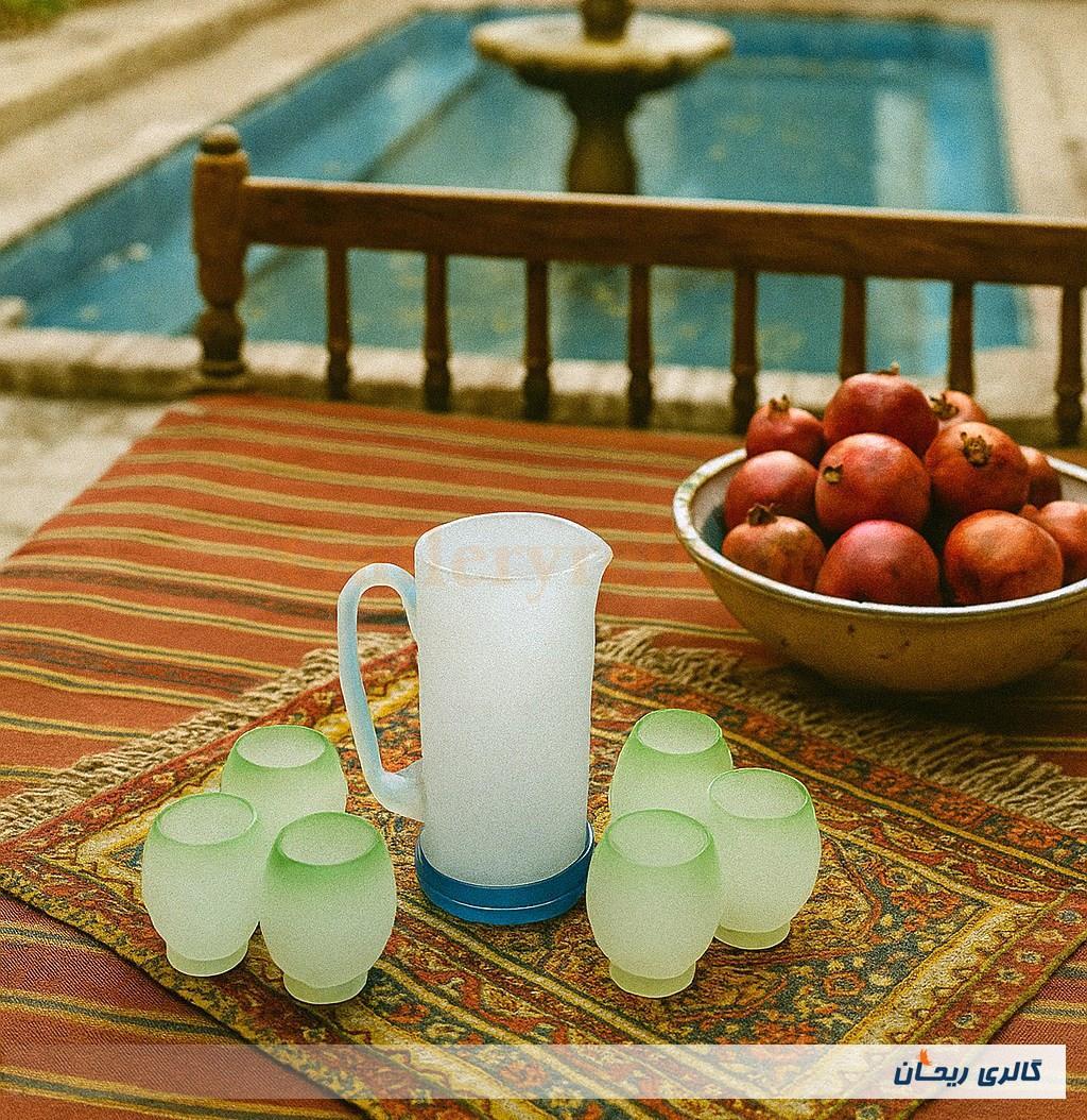 پارچ و لیوان کمیاب دست ساز قدیمی 