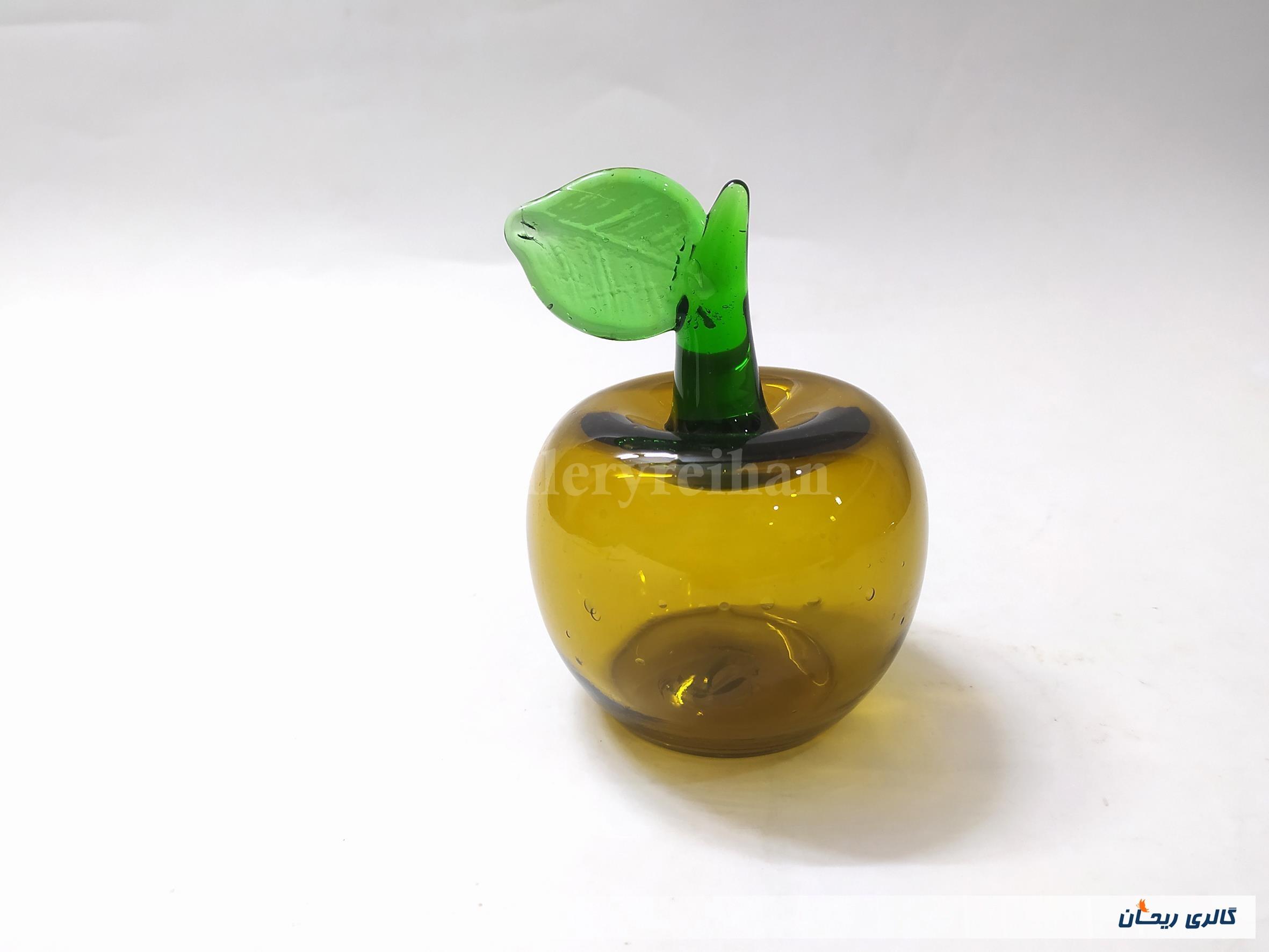 سیب زرد شیشه ای دستساز قدیمی مناسب دکور 