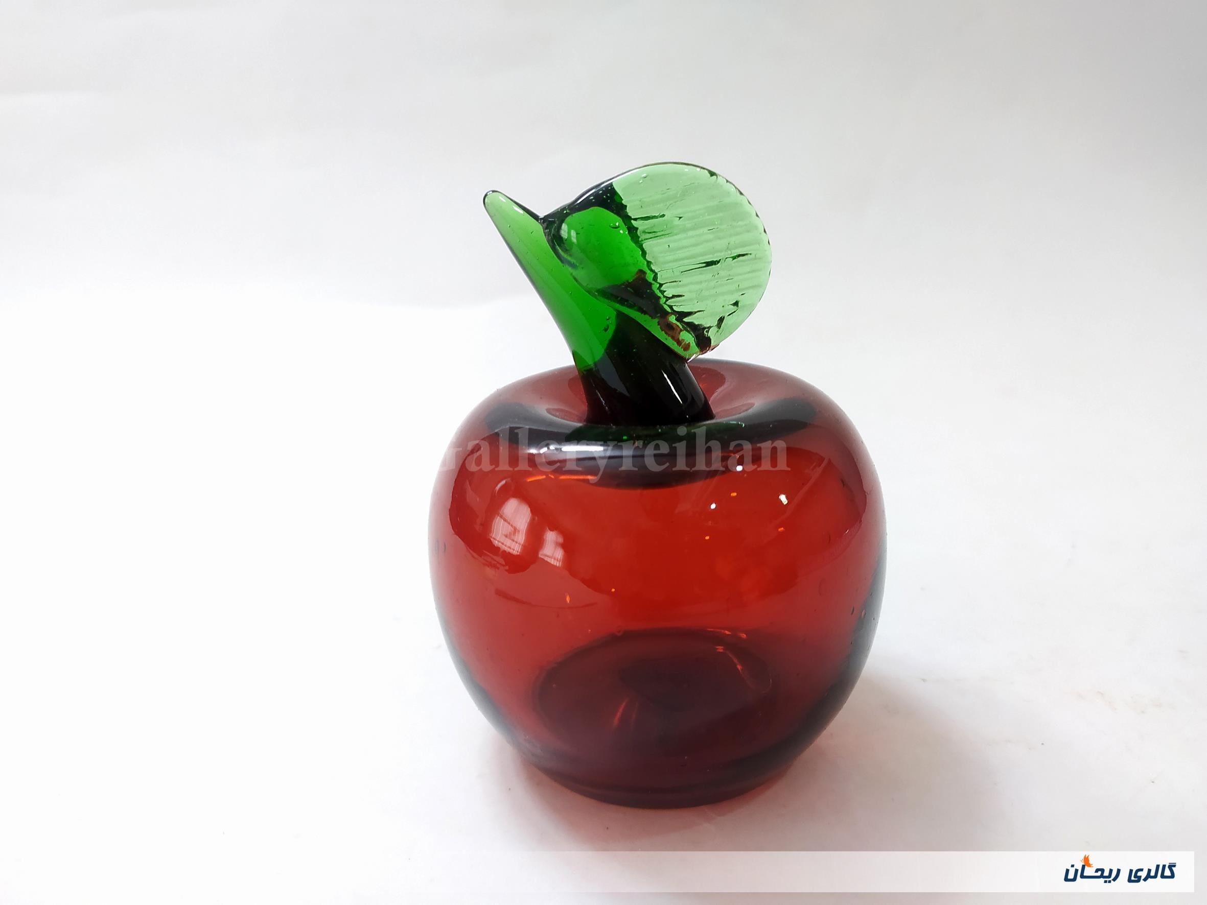 سیب قرمز شیشه ای دستساز قدیمی دکوری