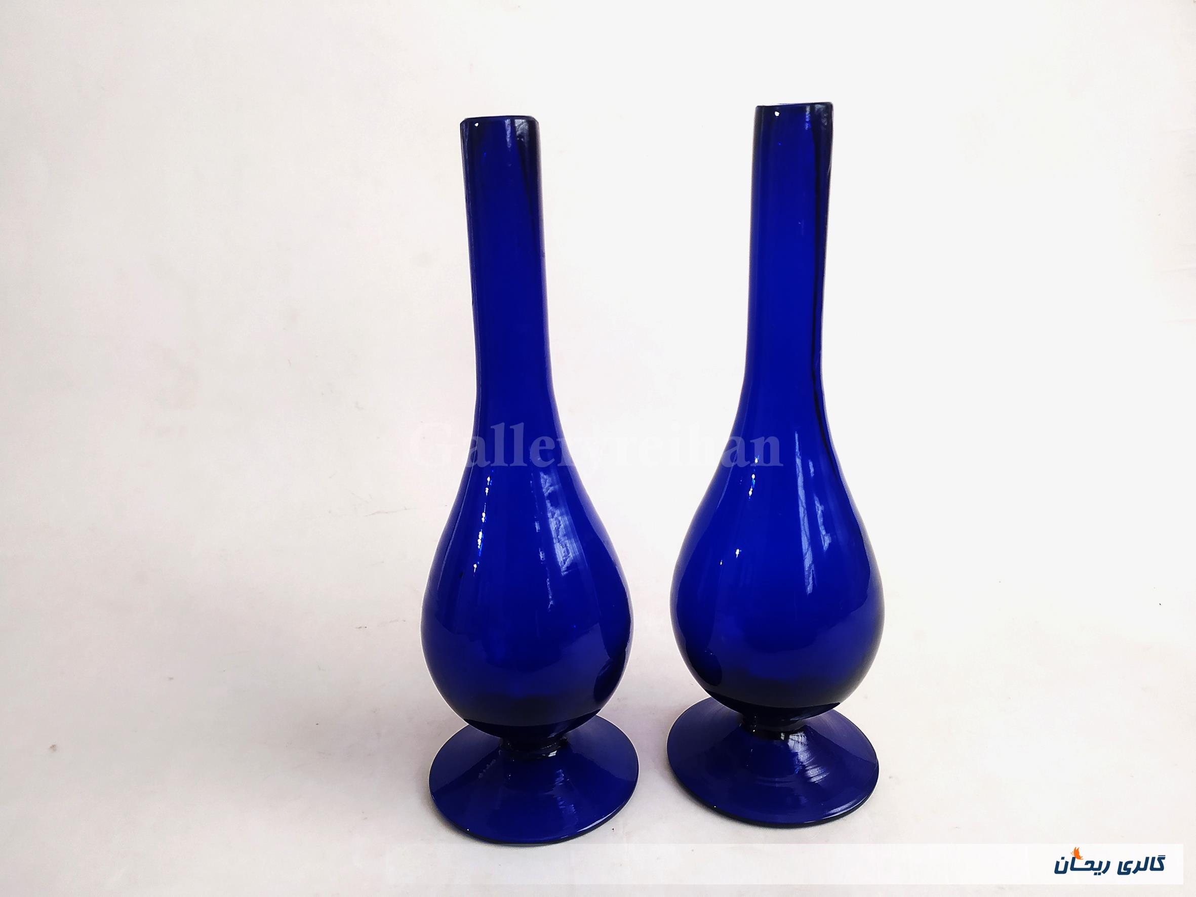 جفت گلدان یا گلابپاش قلندری دستساز کبالتی