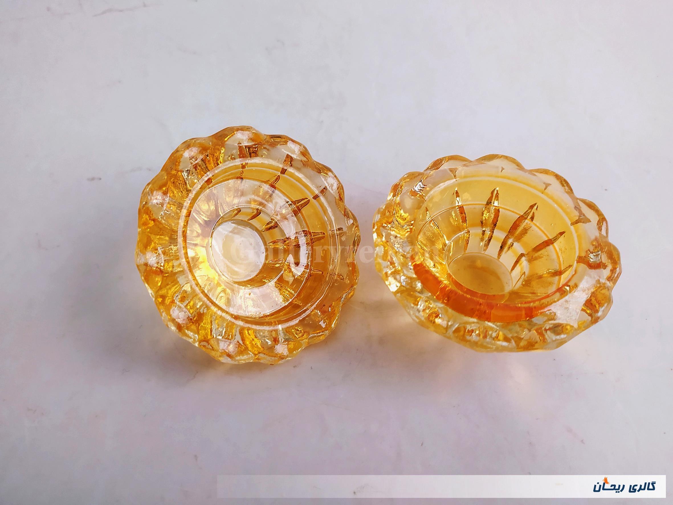2عدد شمعدان شیشه ای ضخیم طرح الماس توپر 