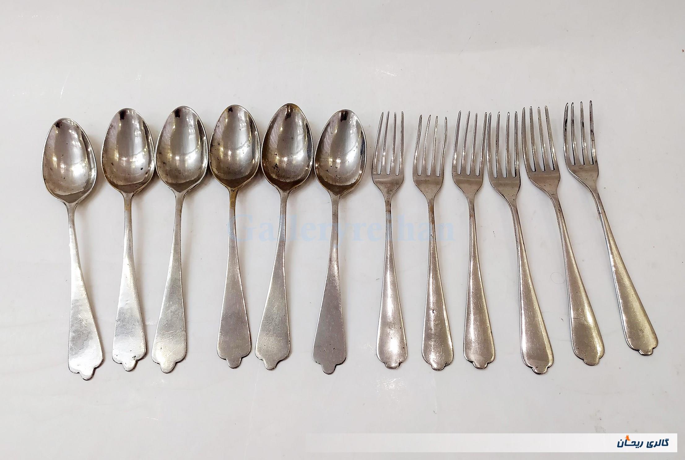 قاشق و چنگال قدیمی روکش ورشو دستساز مهردار 