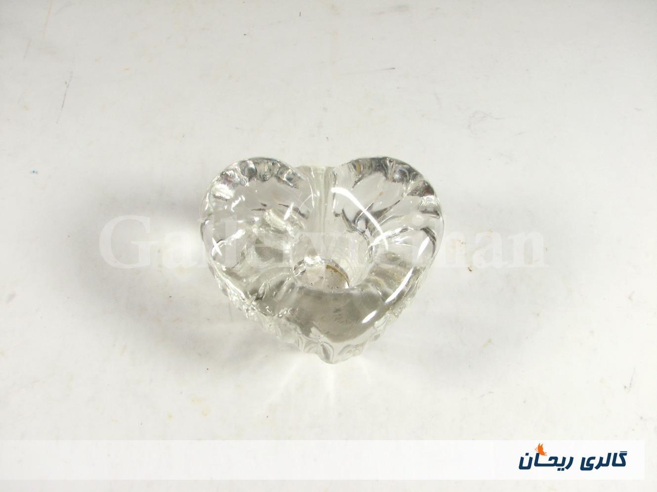 شمعدان شیشه ای ضخیم طرح قلب 