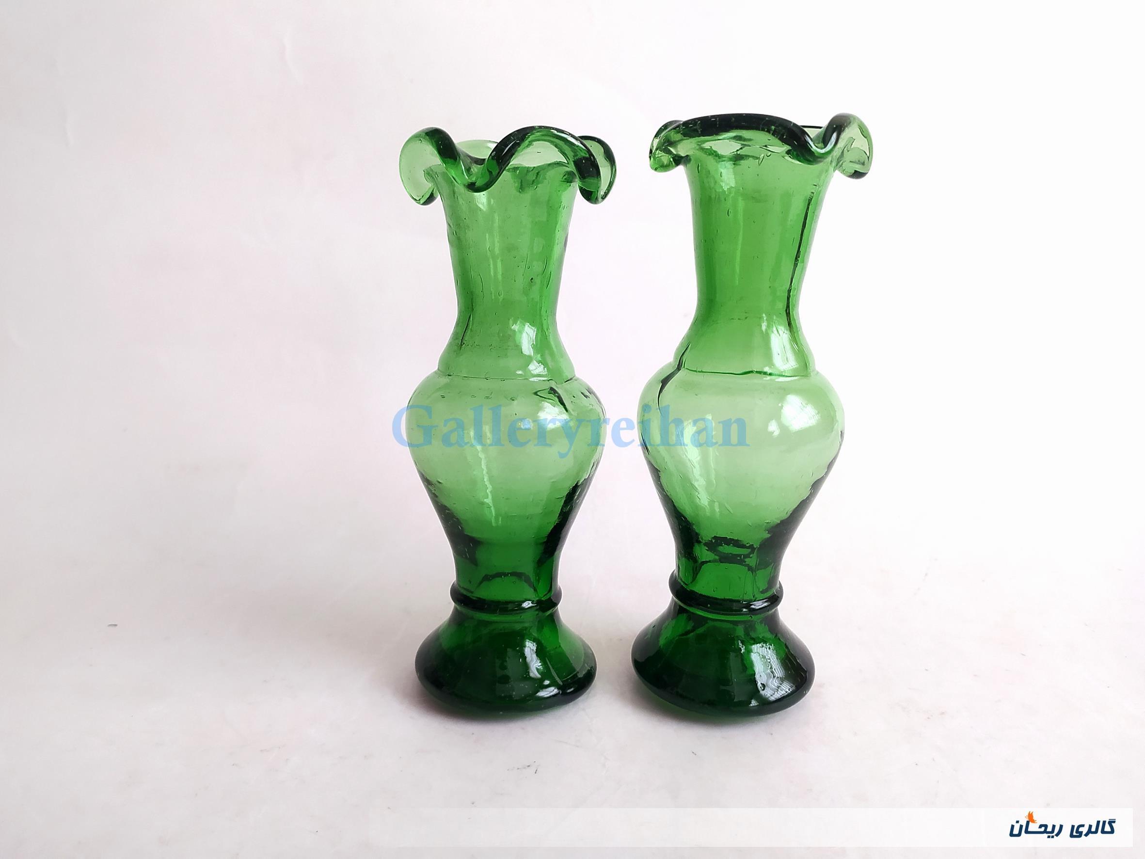 2 عدد گلدان دست ساز قدیمی زیبا سبز