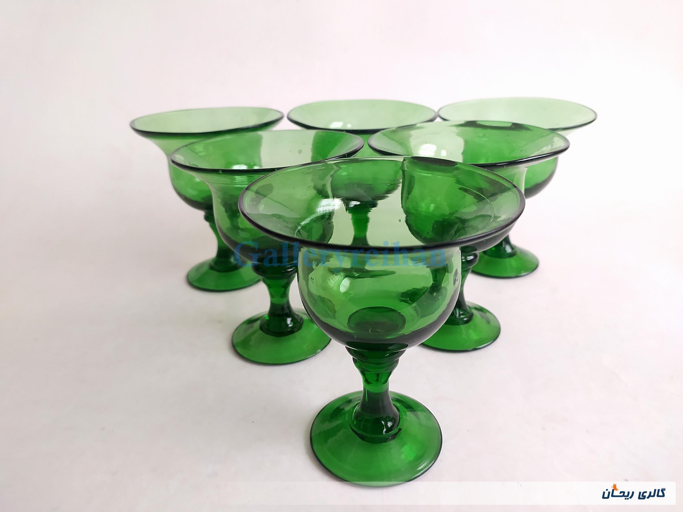 6 عدد جام قدیمی دست ساز سبز