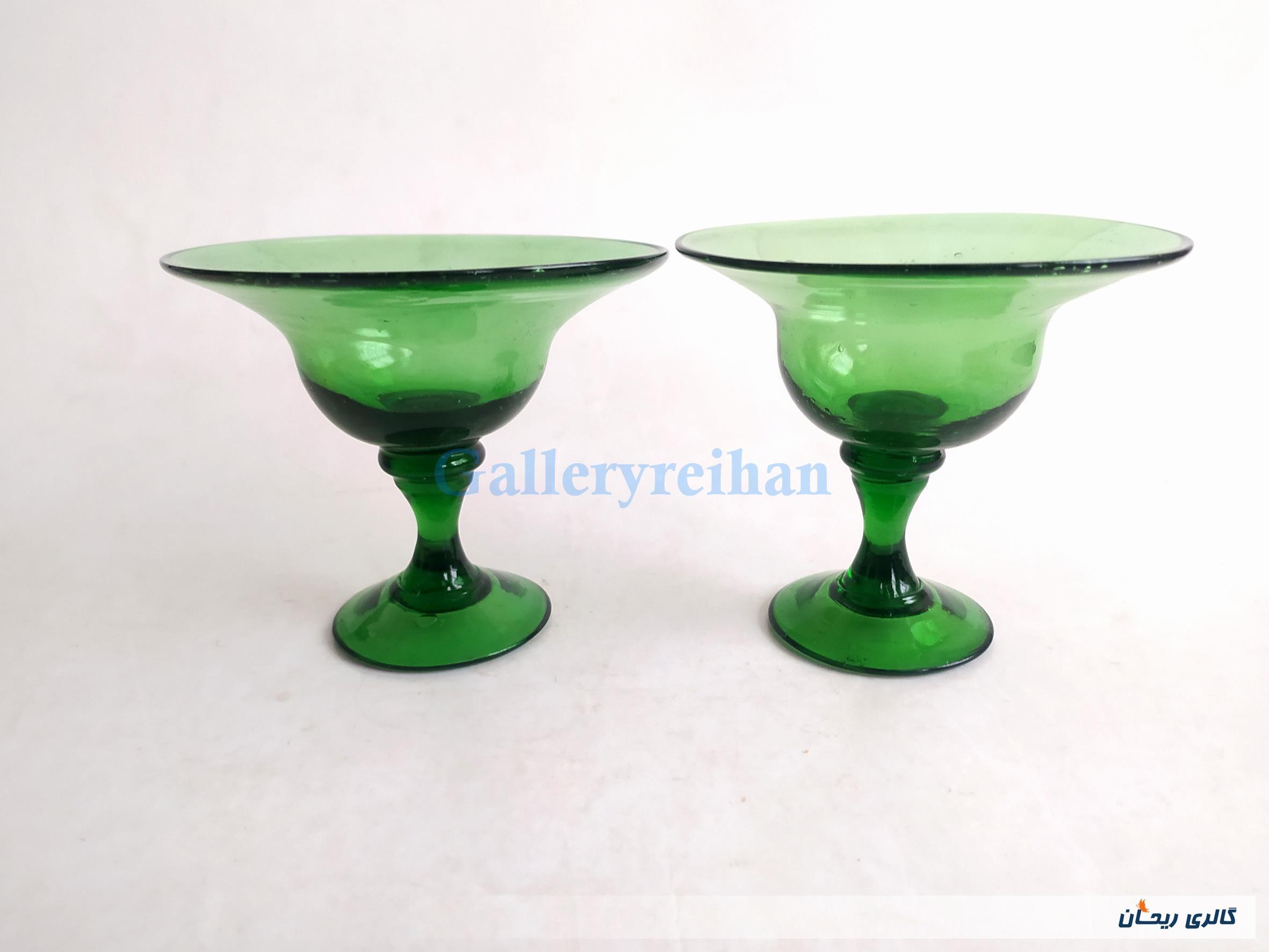 جفت جام قدیمی دست ساز سبز