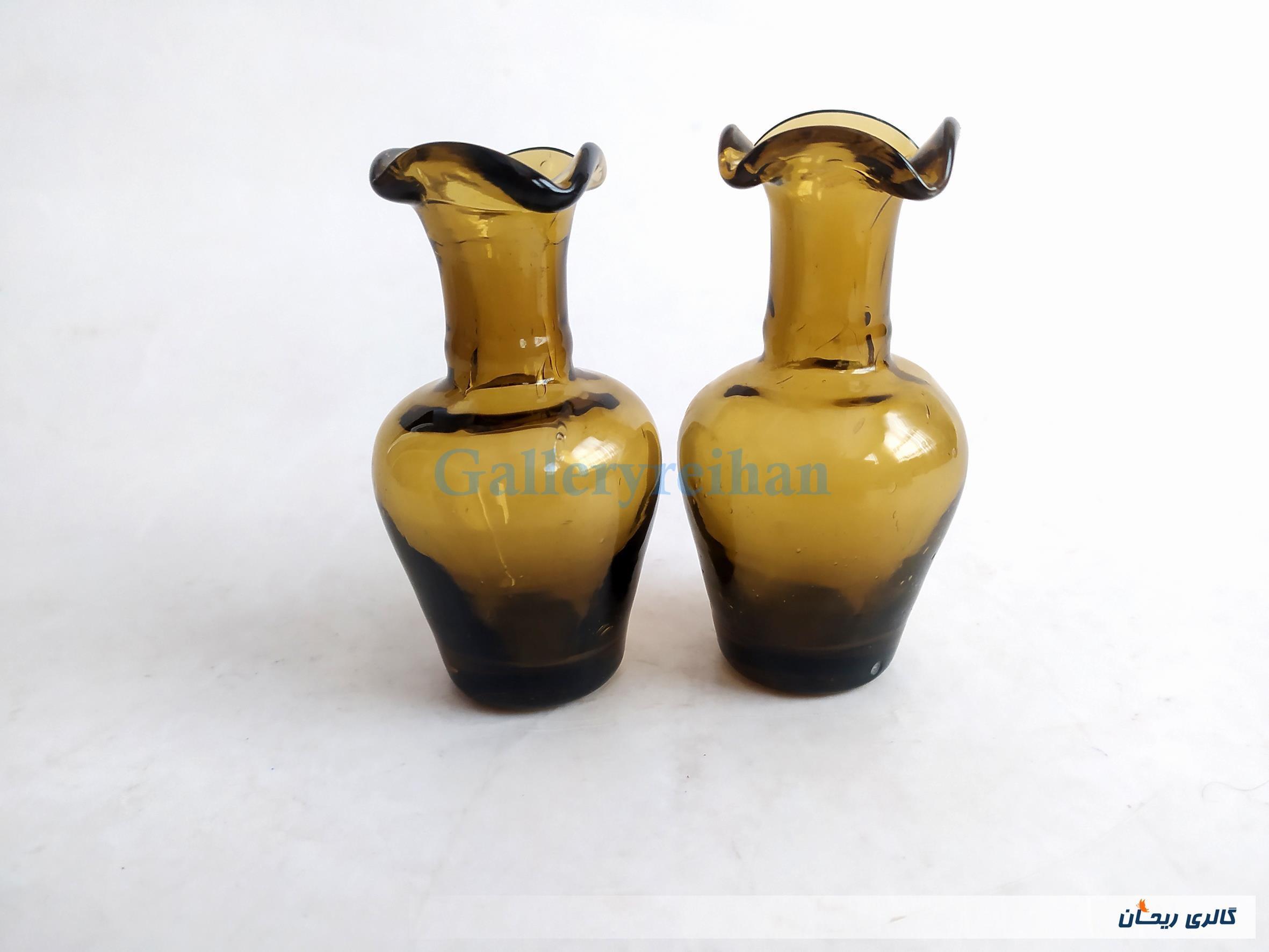 2 گلدان مینیاتوری لبچین دست ساز قهوه ای