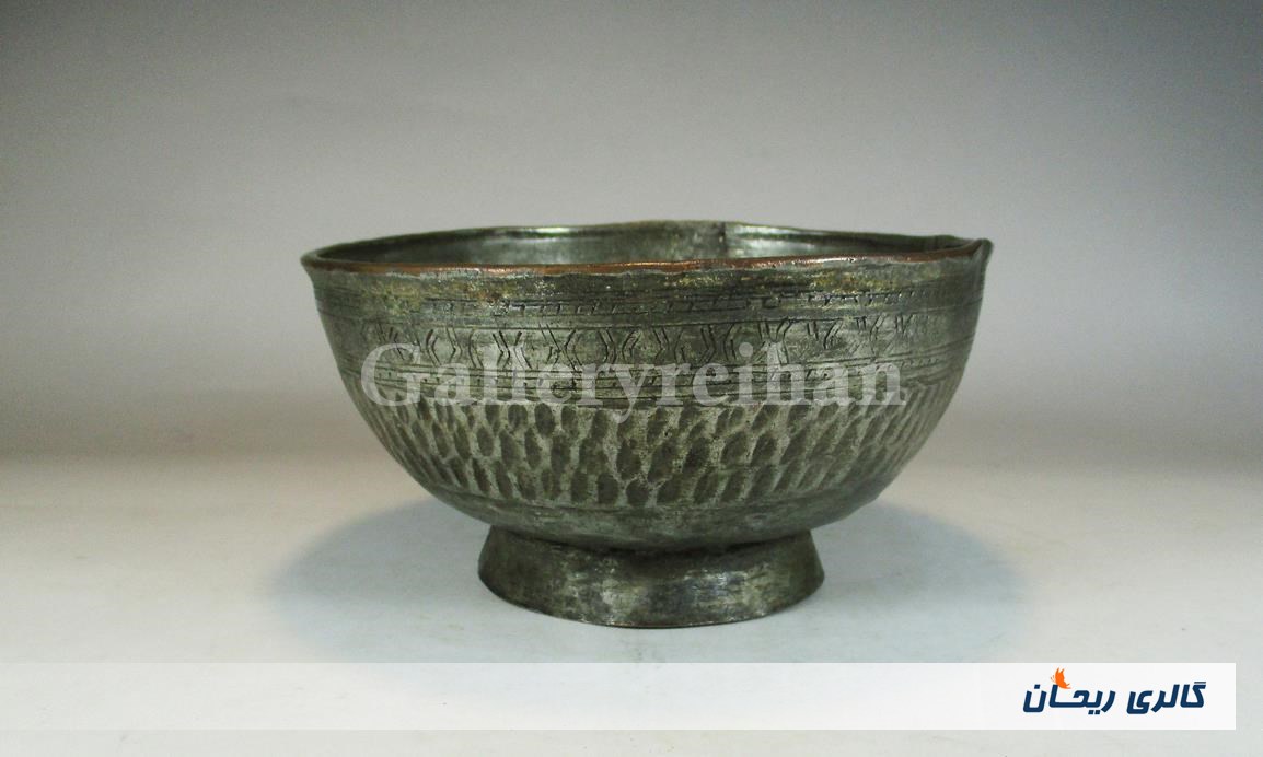 کاسه مسی چکشی تراش و کعب دار قلمکاری