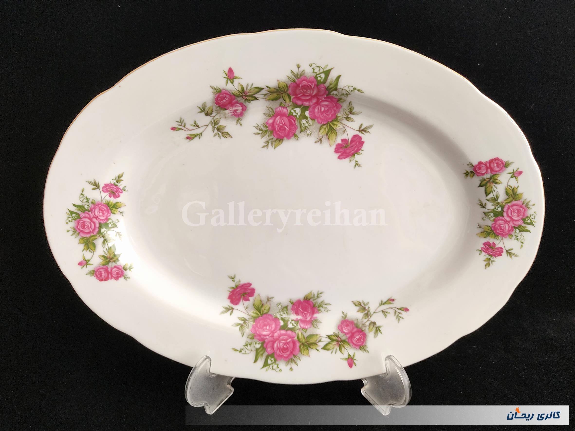 دیس قدیمی طرح گل سرخی زیبا سایز بزرگ