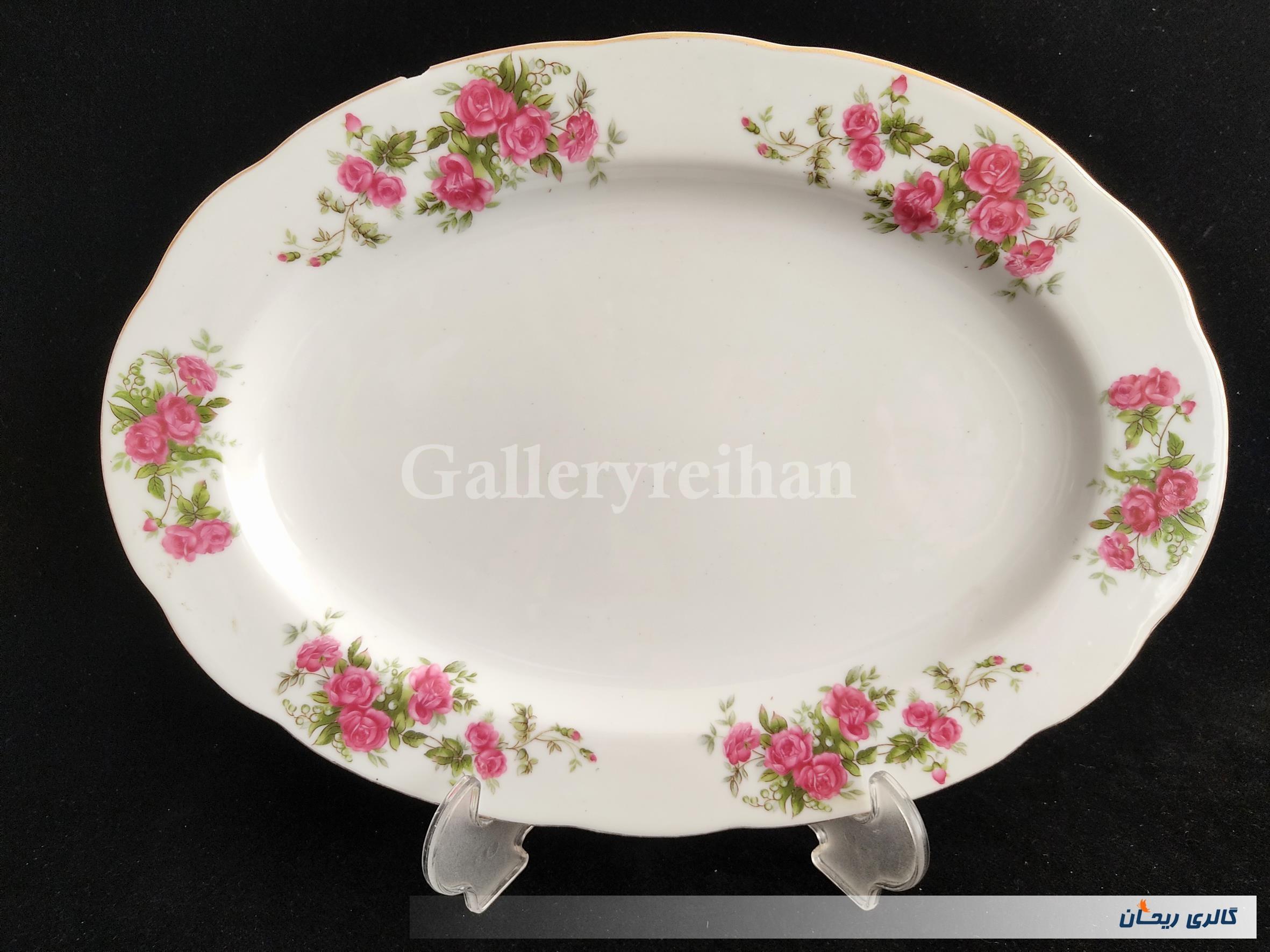 دیس قدیمی طرح گل سرخی زیبا سایز بزرگ 