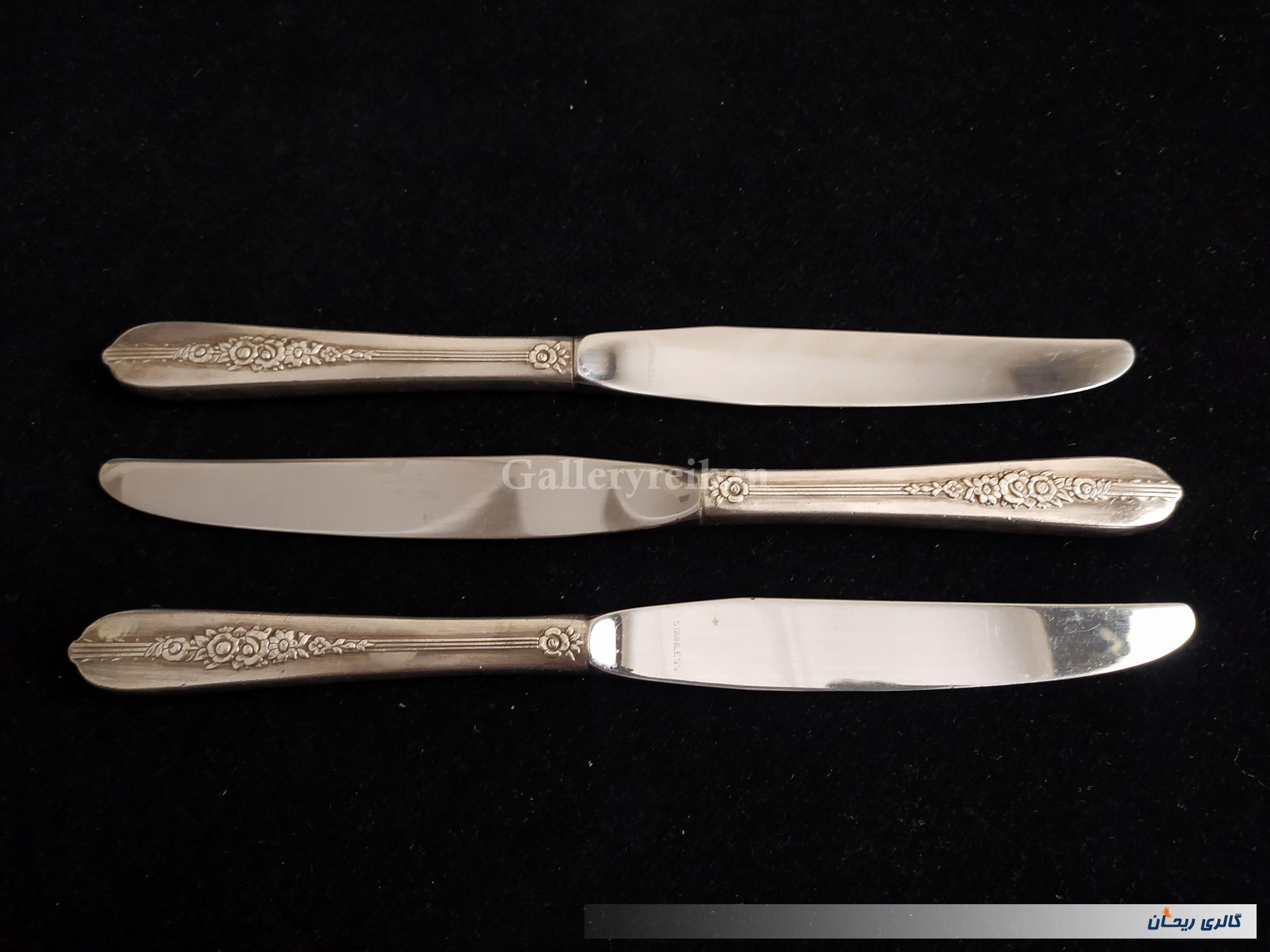 3عدد چاقوی قدیمی دسته نوربلین روکش نقره 