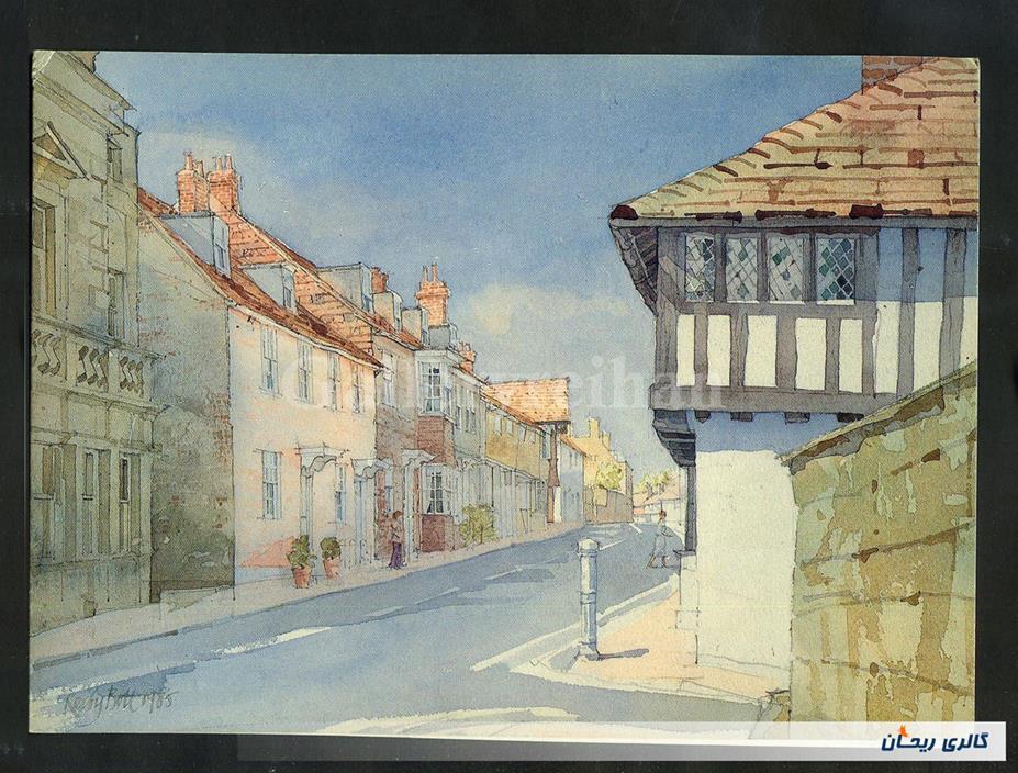 کارت پستال چاپ انگلستان طرح خیابان روستایی 