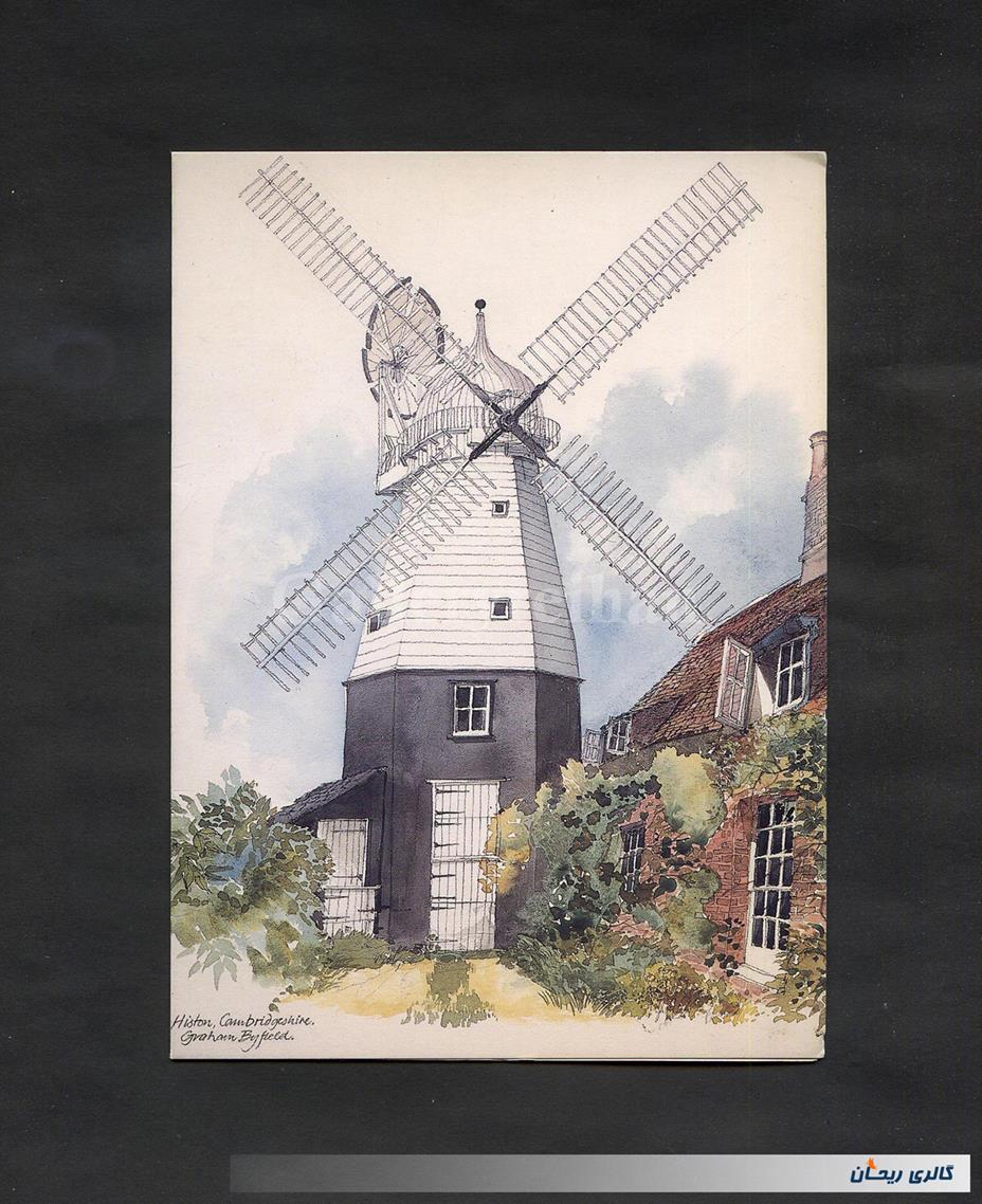 کارت پستال چاپ انگلستان طرح آسیاب بادی 