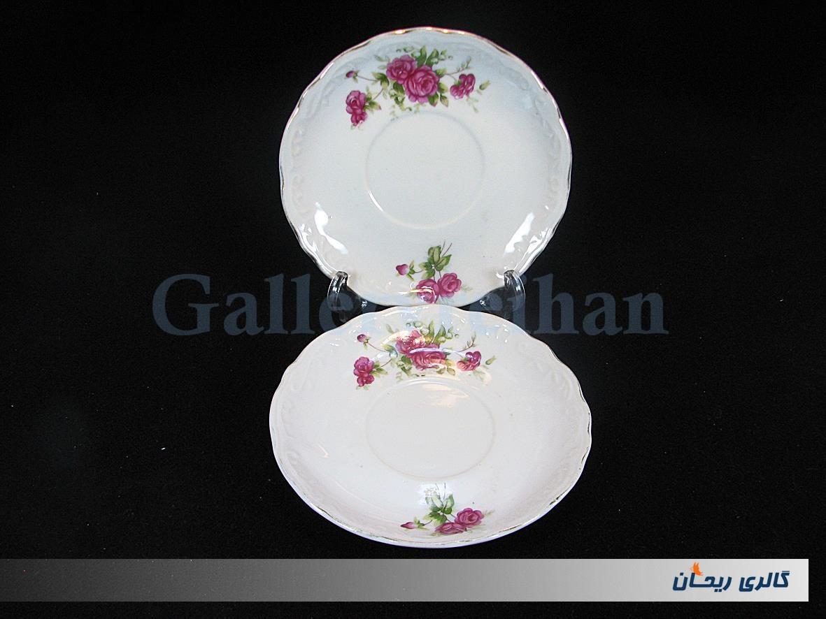 جفت دیوارکوب یا نعلبکی طرح گل سرخی قدیمی 