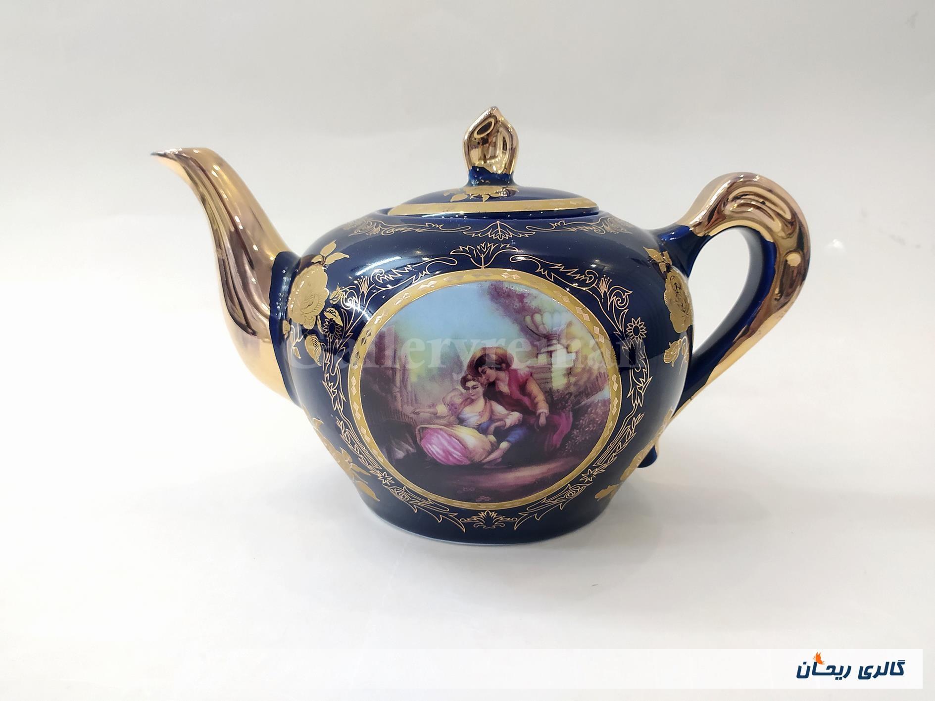 قوری چینی سرمه ای بزرگ لیلی و مجنون زیبا