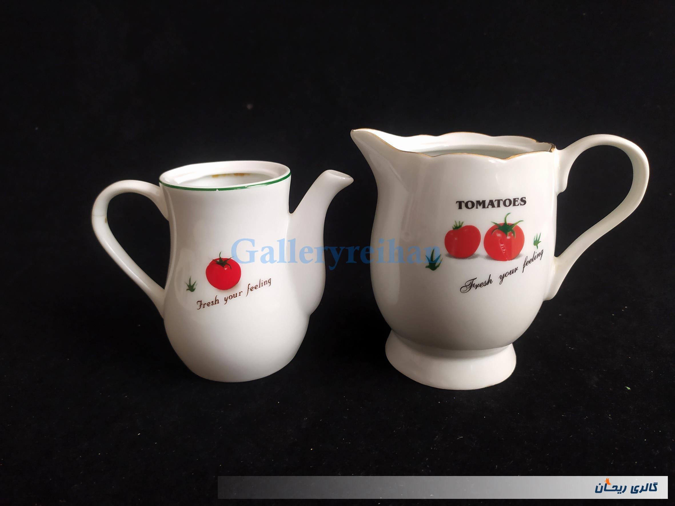 جفت قوری و شکرریز طرح گوجه ای