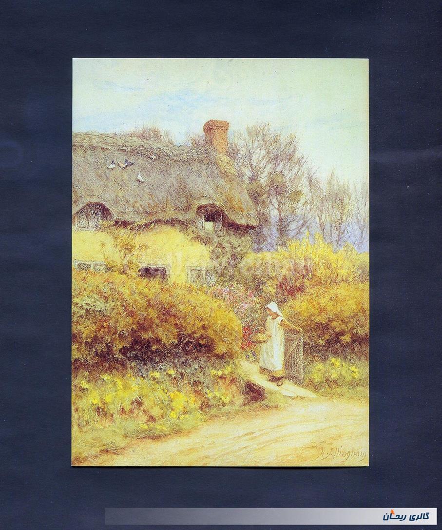 کارت پستال چاپ انگلستان طرح دختری در روستا 