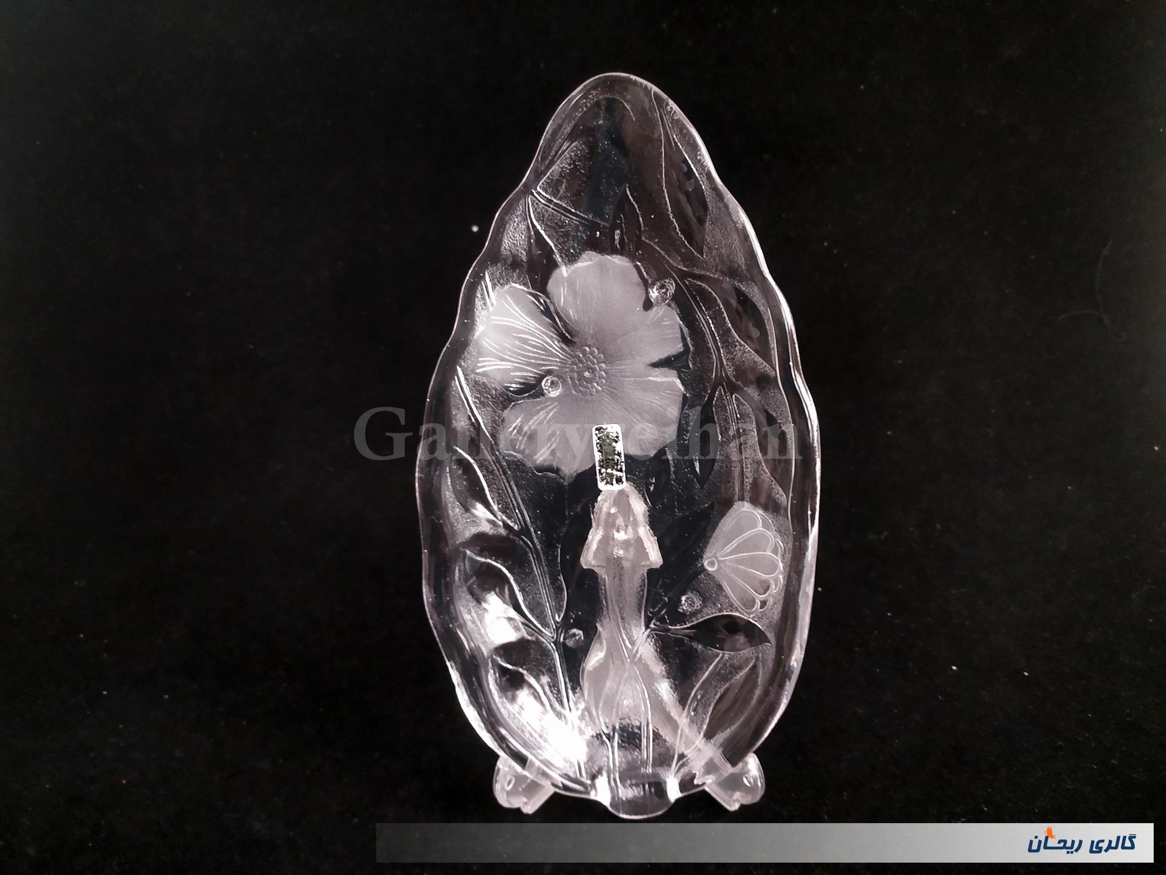 دیس بلوری یا خرما خوری دو رنگ طرح گل 